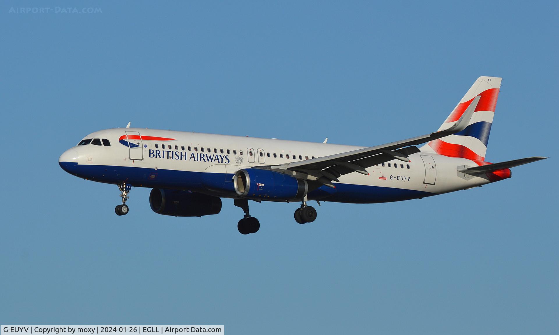 G-EUYV, 2014 Airbus A320-232 C/N 6091, Airbus A320-232 landing London Heathrow.