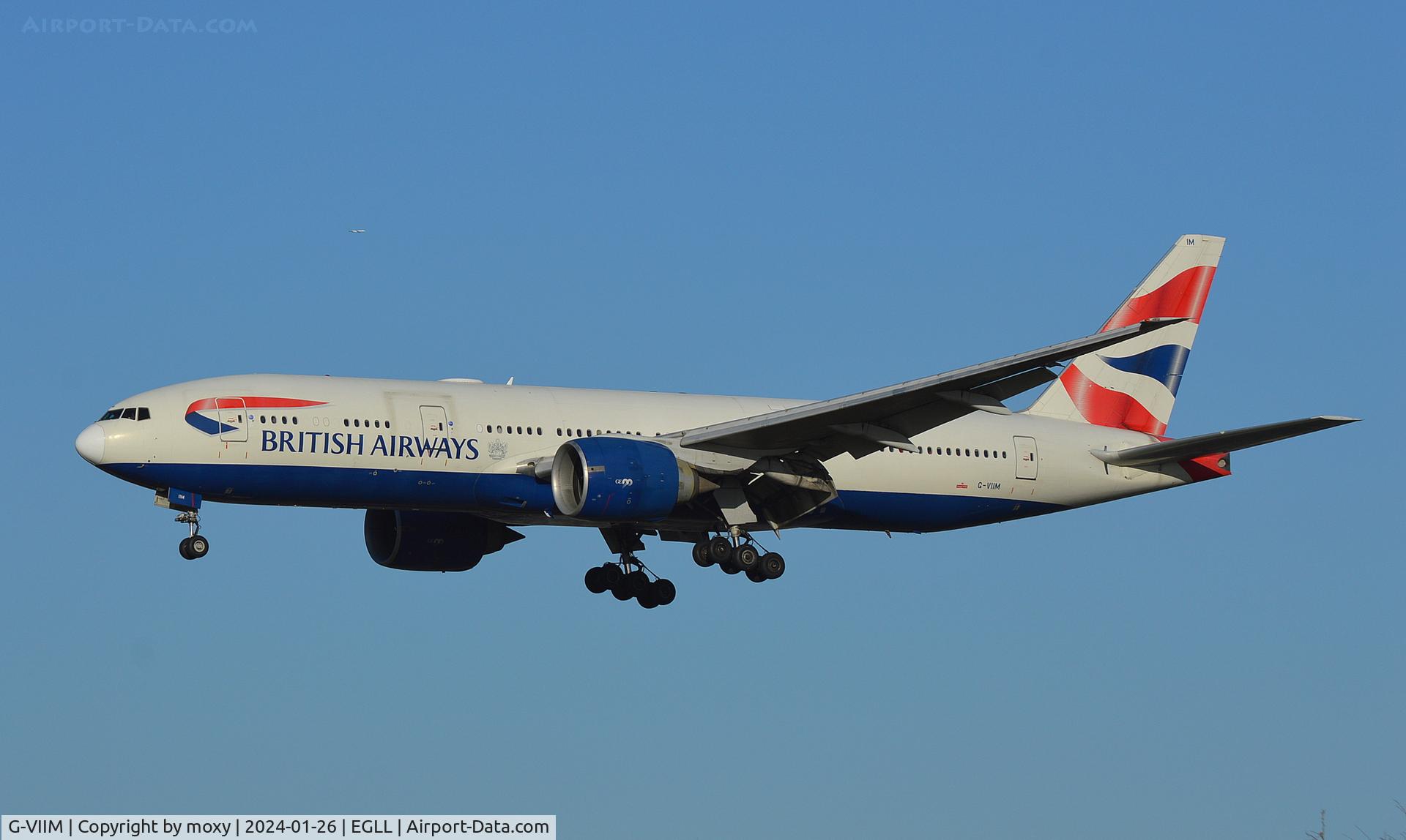G-VIIM, 1998 Boeing 777-236/ER C/N 28841, Boeing 777-236/ER landing London Heathrow.
