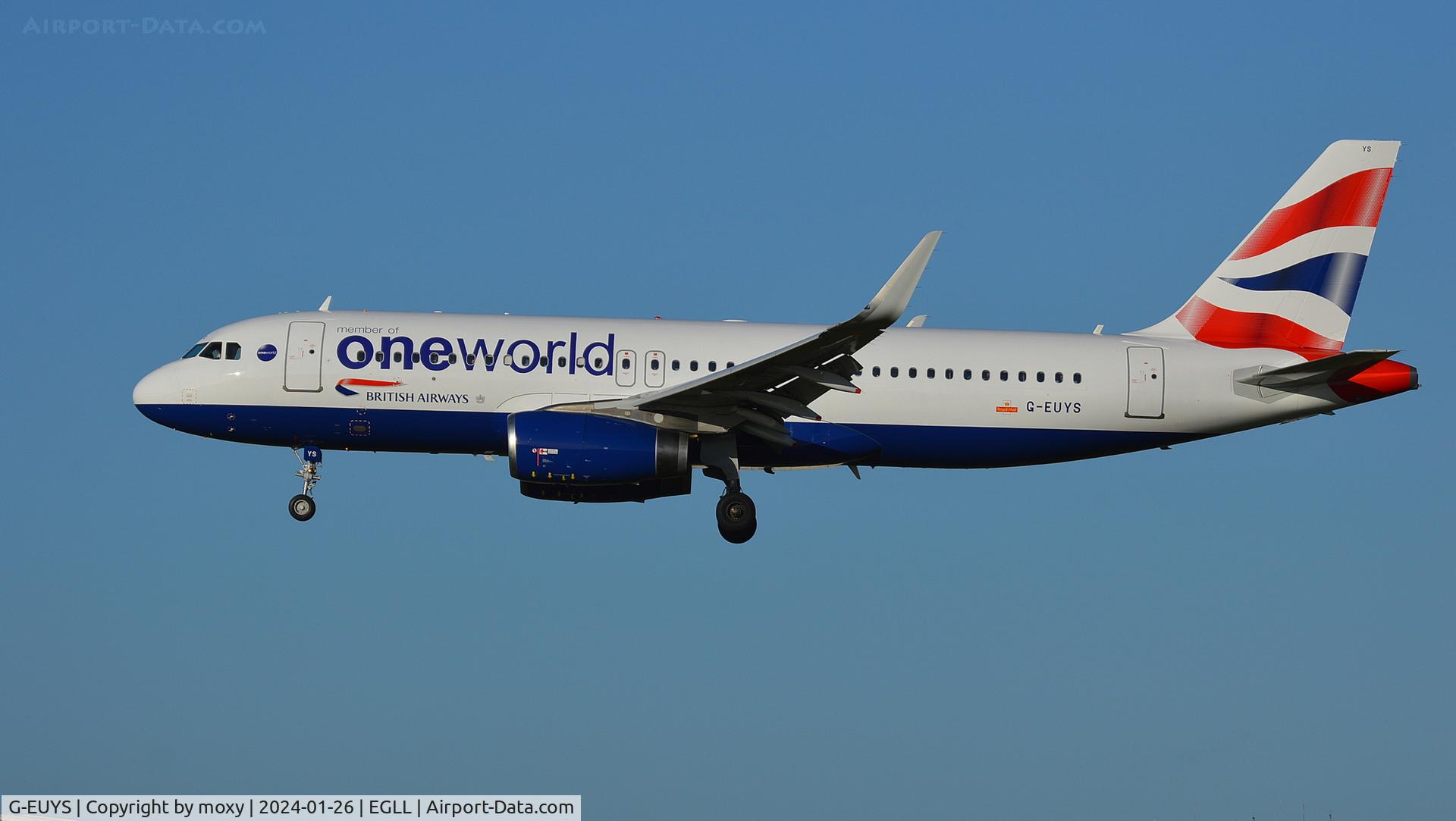 G-EUYS, 2013 Airbus A320-232 C/N 5948, Airbus A320-232 landing London Heathrow.