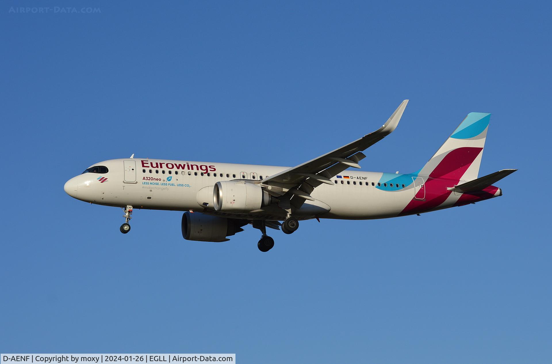 D-AENF, 2022 Airbus A320-251N C/N 10674, Airbus A320-251N landing London Heathrow.