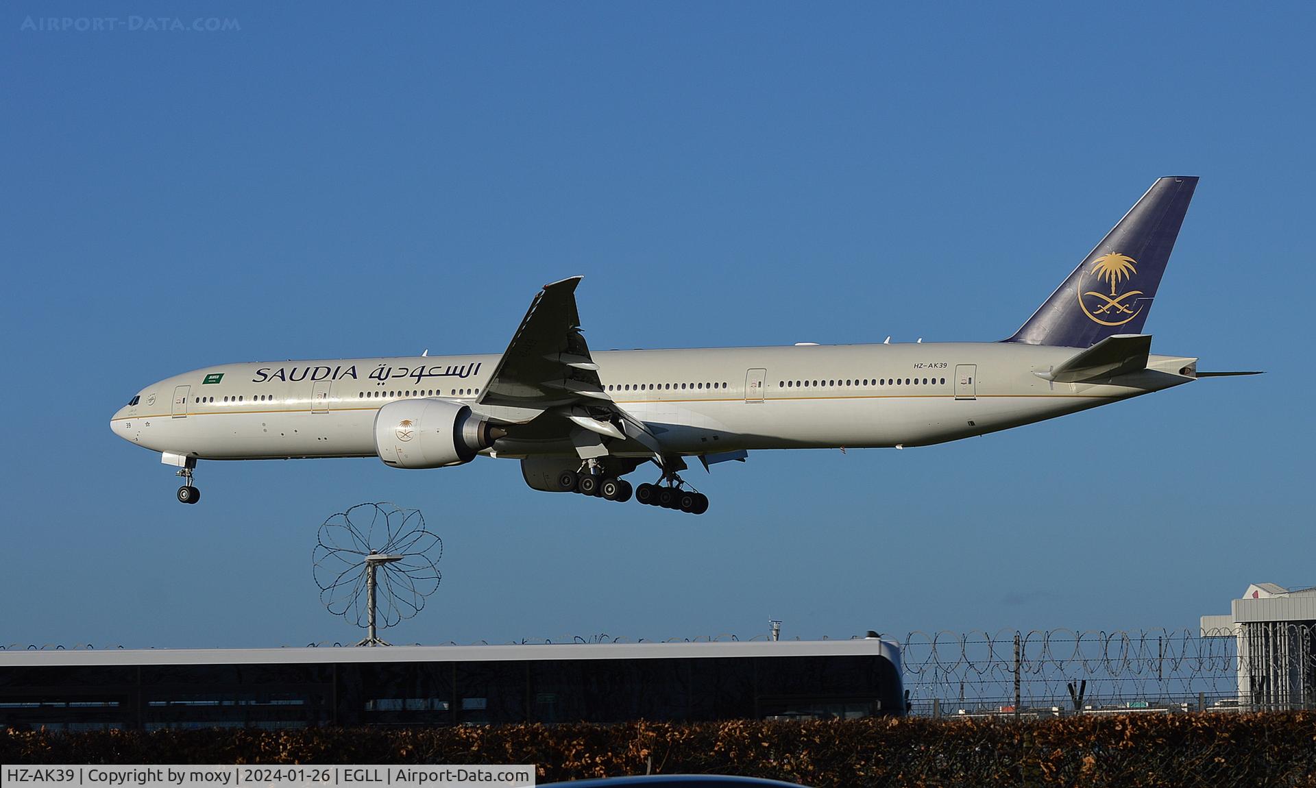 HZ-AK39, 2016 Boeing 777-3FG/ER C/N 61592, Boeing 777-3FG/ER landing London Heathrow.