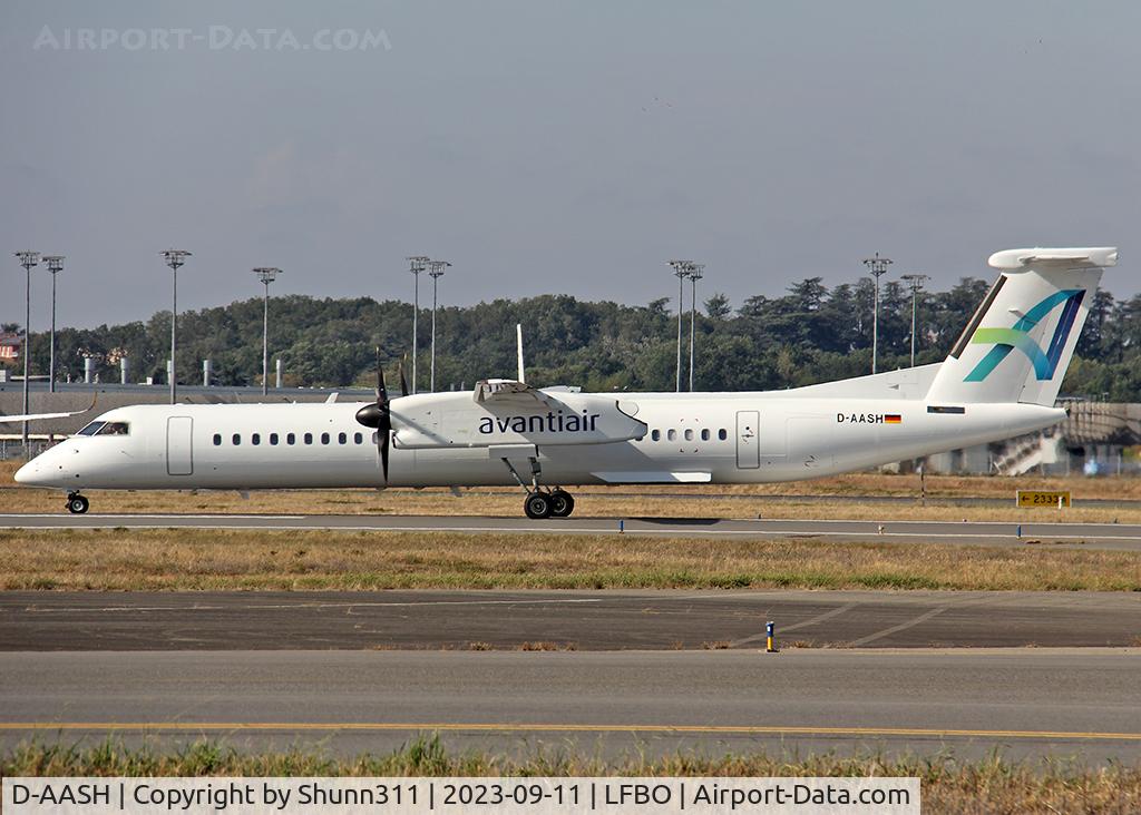 D-AASH, 2008 De Havilland Canada DHC-8-400 Dash 8 C/N 4187, Ready for departure rwy 14L...