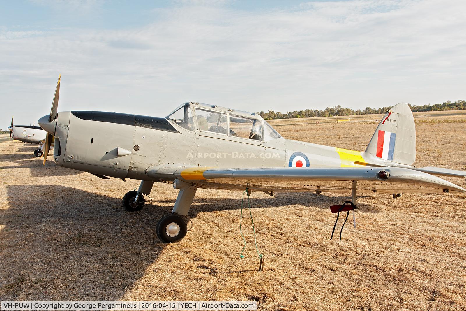 VH-PUW, 1950 De Havilland DHC-1 Chipmunk 22 C/N C1/0572, Antique Aeroplane Assn of Australia National Fly-in.