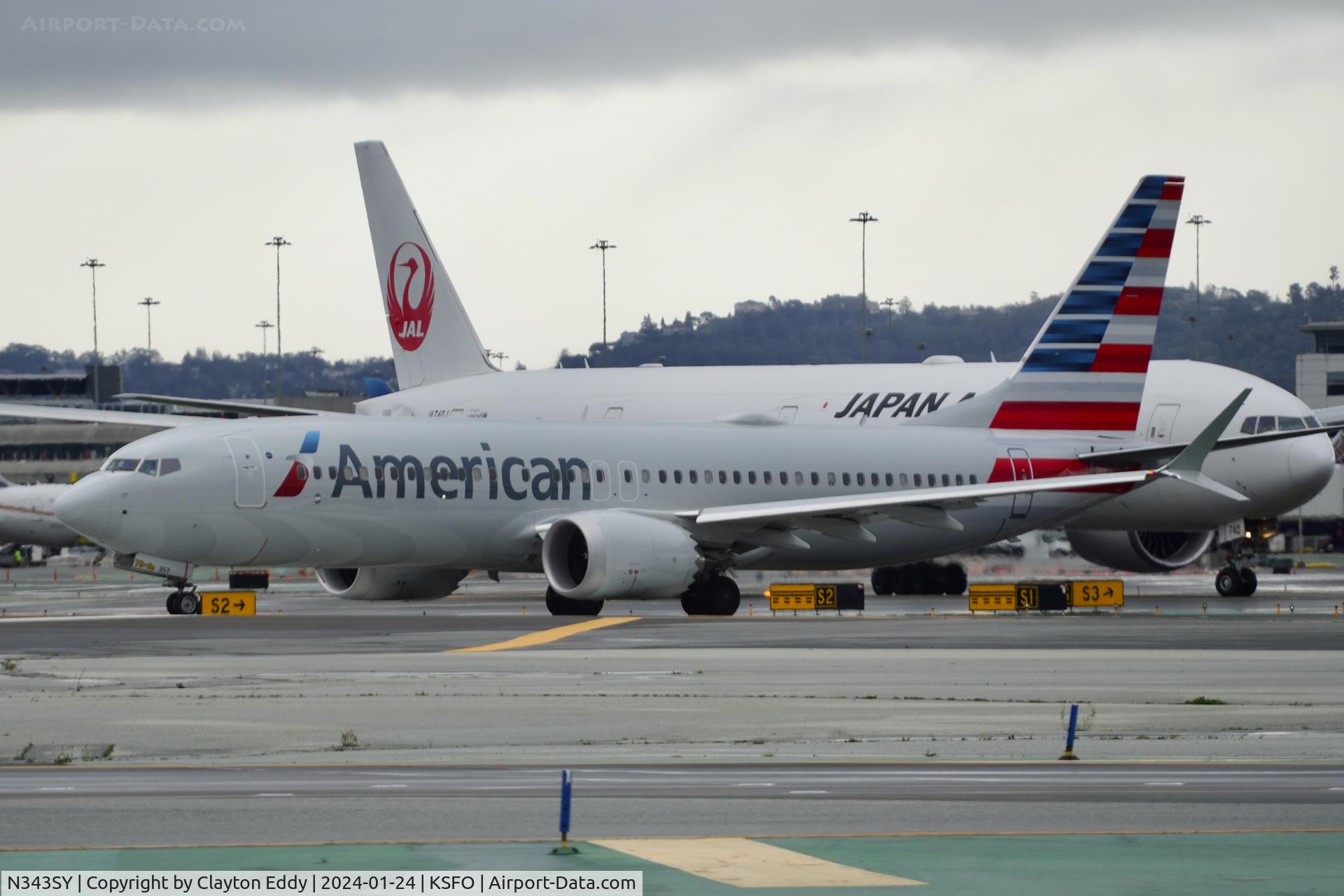N343SY, 2023 Boeing 737-8 MAX C/N 67990, SFO 2024.