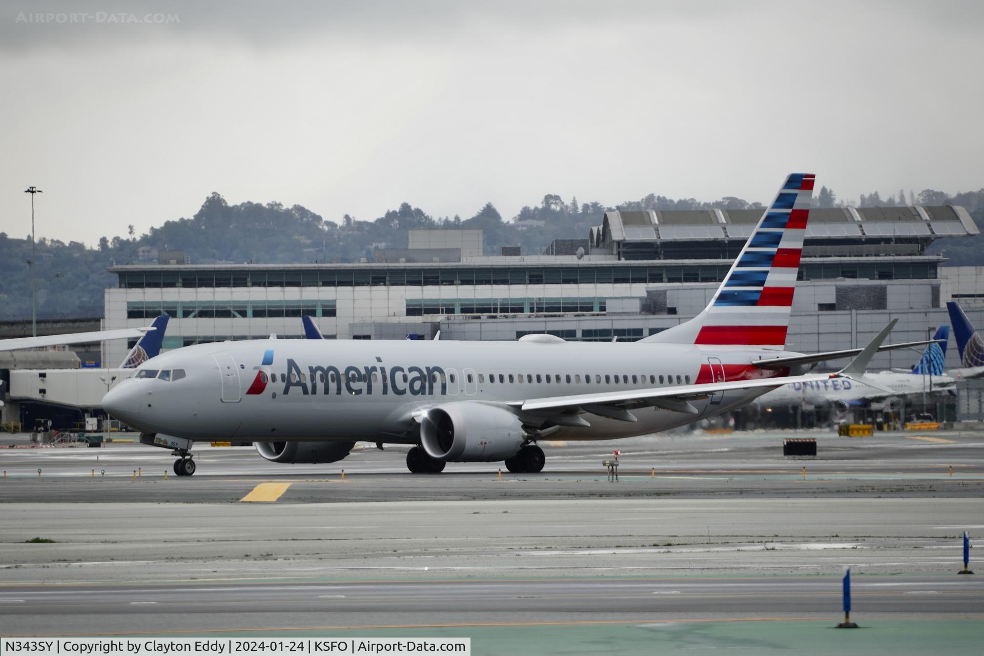 N343SY, 2023 Boeing 737-8 MAX C/N 67990, SFO 2024.