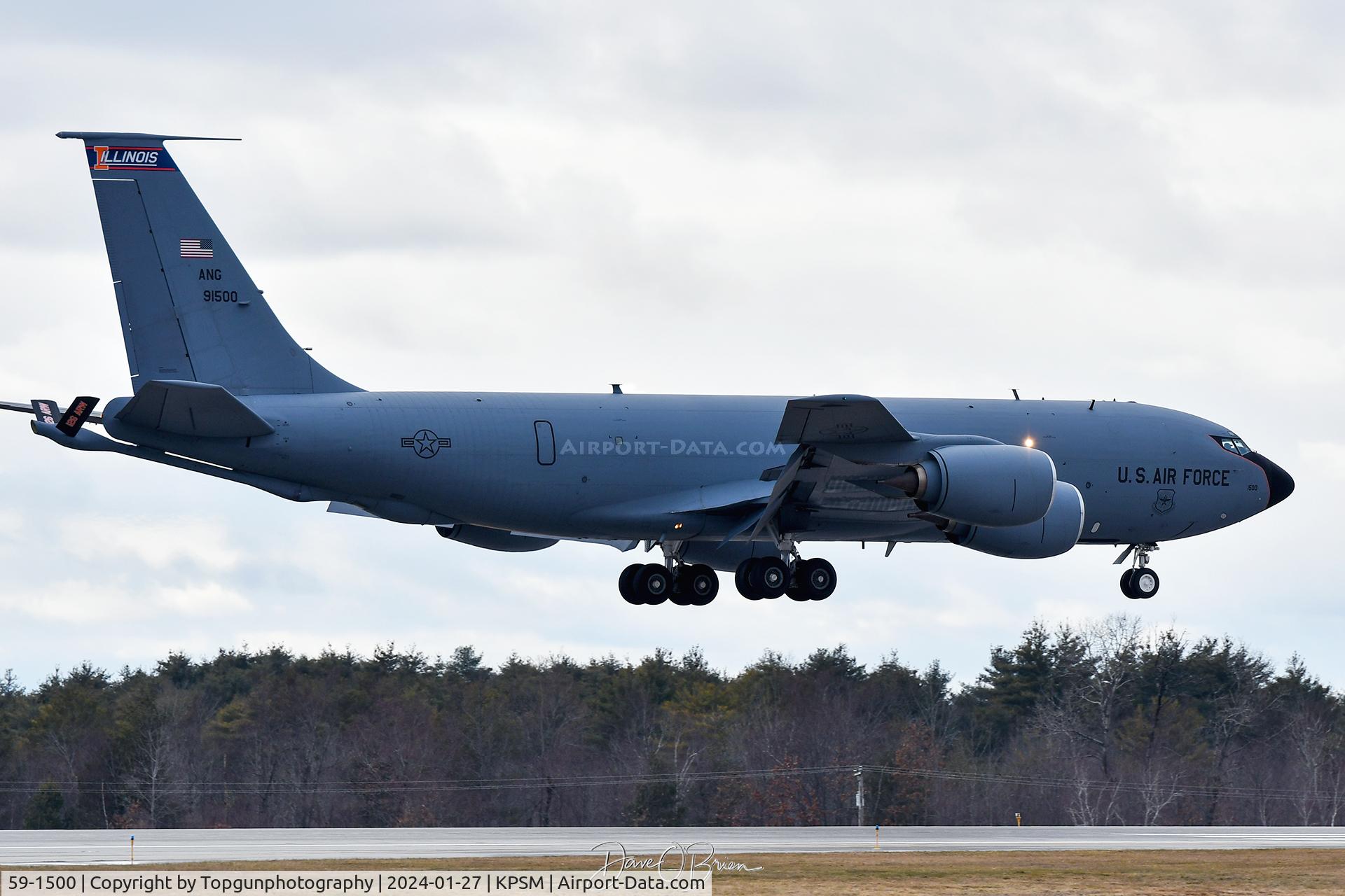 59-1500, 1960 Boeing KC-135R C/N 17988/T0403, BLUE01 landing after ferrying LN Eagles over the pond