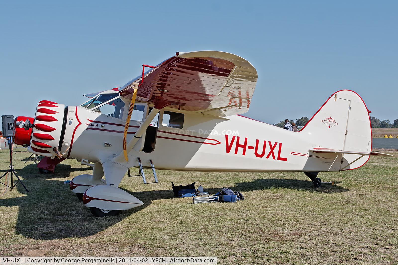 VH-UXL, 1936 Stinson SR-8C Reliant C/N 9766, Antique Aeroplane Assn of Australia National Fly-in.