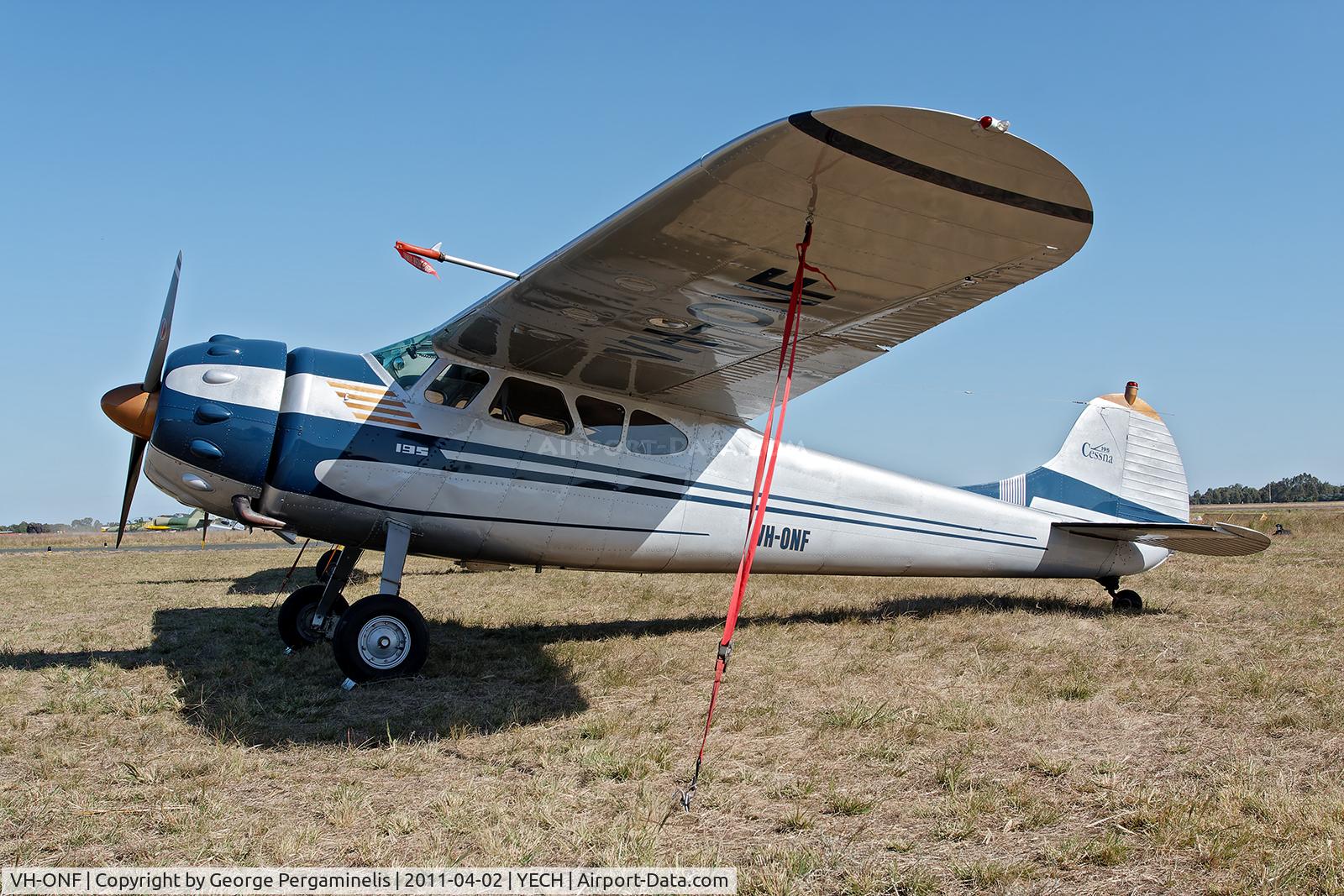 VH-ONF, 1949 Cessna 195 C/N 7381, Antique Aeroplane Assn of Australia National Fly-in.