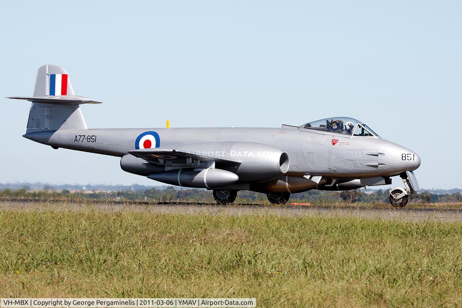 VH-MBX, 1950 Gloster Meteor F.8 C/N G5/361641, Australian International Air Show.