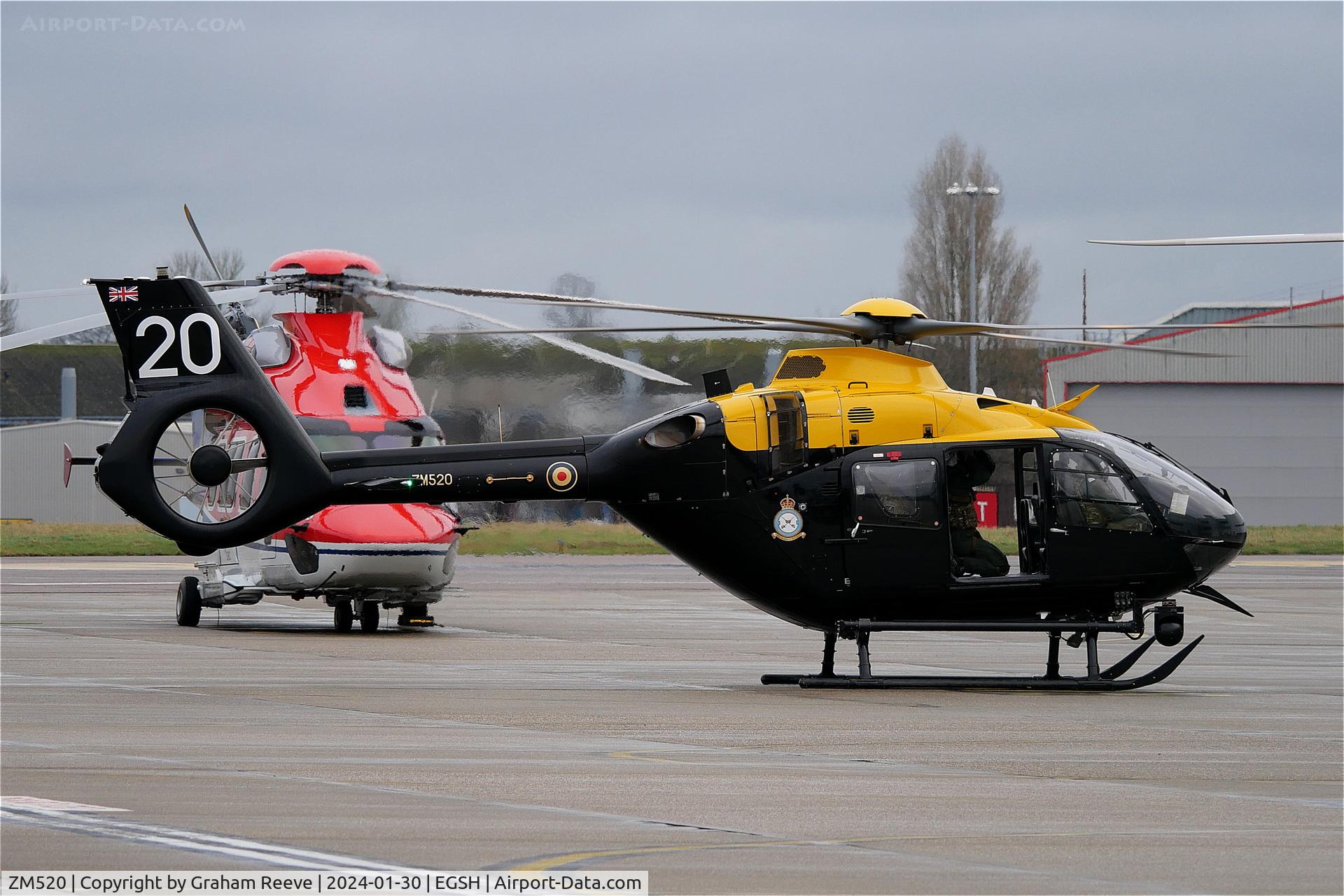 ZM520, 2017 Airbus Helicopters Juno HT.1 (EC-135T-3H) C/N 2024, Parked at Norwich.