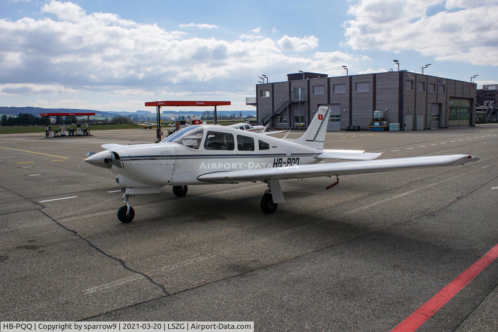HB-PQQ, 1977 Piper PA-28R-201T Cherokee Arrow III C/N 28R-7703135, At Grenchen