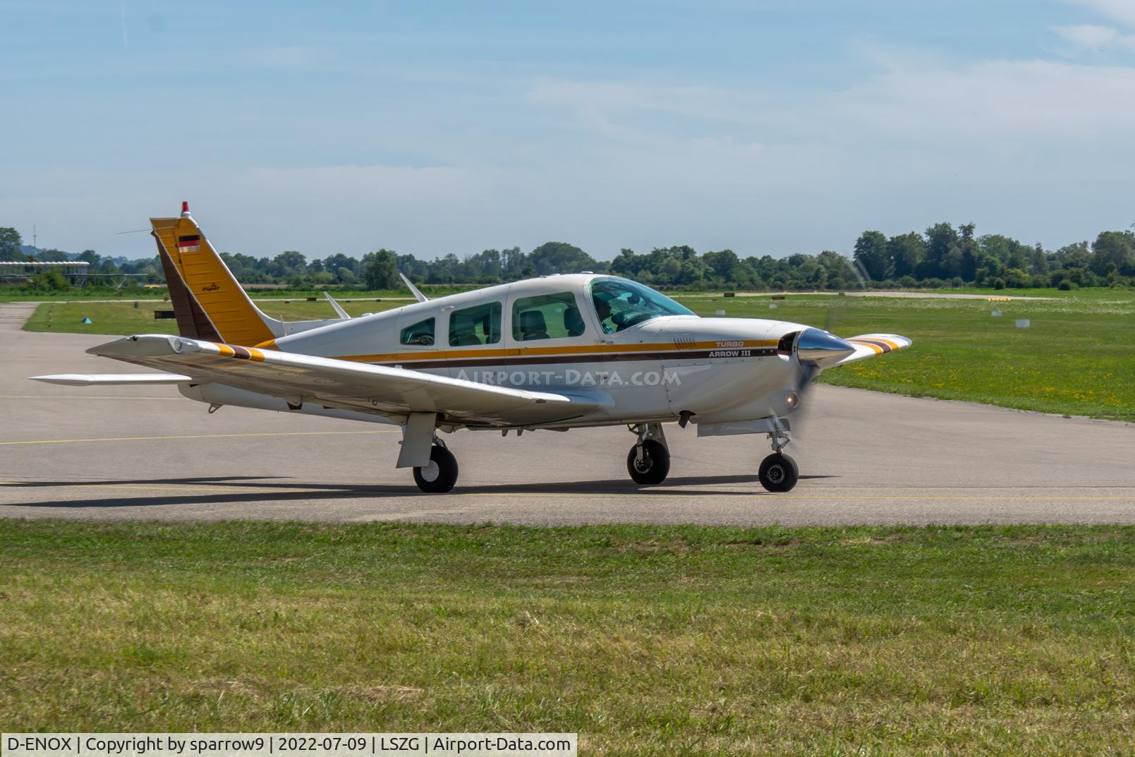 D-ENOX, 1977 Piper PA-28R-201T Cherokee Arrow III C/N 28R-7703141, At Grenchen