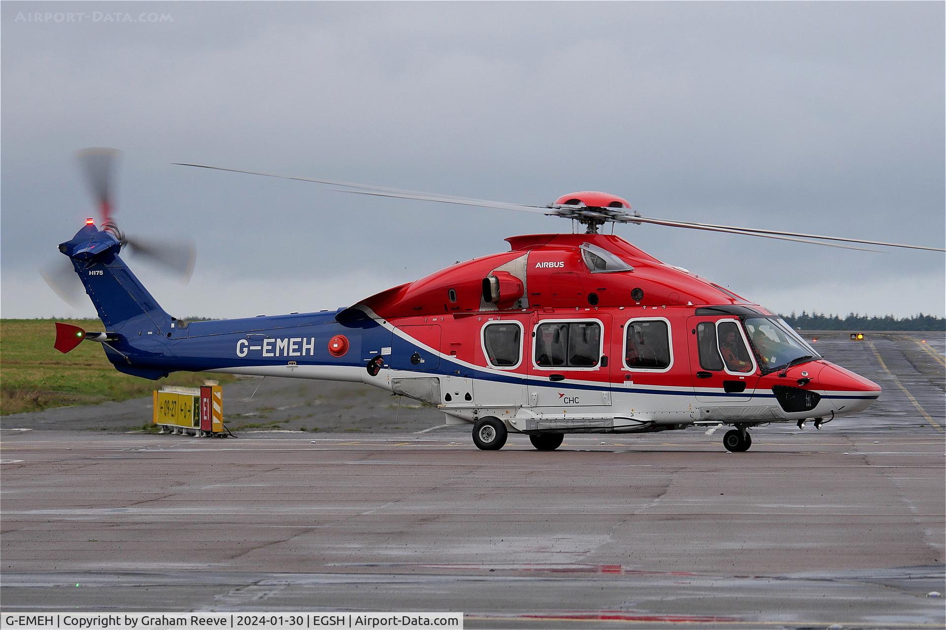 G-EMEH, 2022 Airbus Helicopters EC-175B C/N 5060, Departing from Norwich.