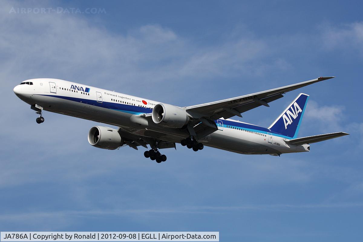 JA786A, 2010 Boeing 777-381/ER C/N 37948, at lhr