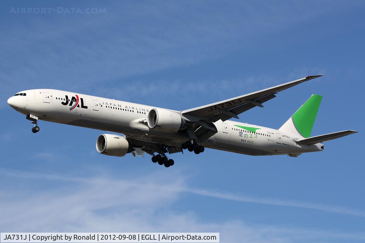 JA731J, 2003 Boeing 777-346/ER C/N 32431, at lhr