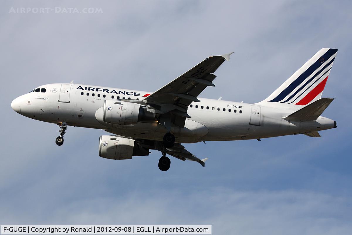F-GUGE, 2003 Airbus A318-111 C/N 2100, at lhr