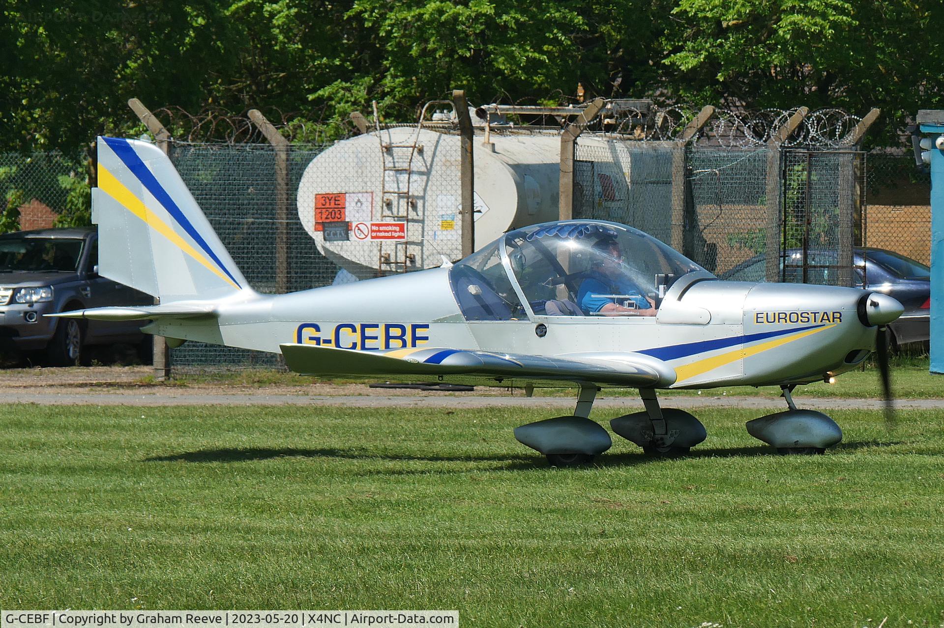 G-CEBF, 2006 Aerotechnik EV-97A Eurostar C/N PFA 315A-14525, Just landed at North Coates.