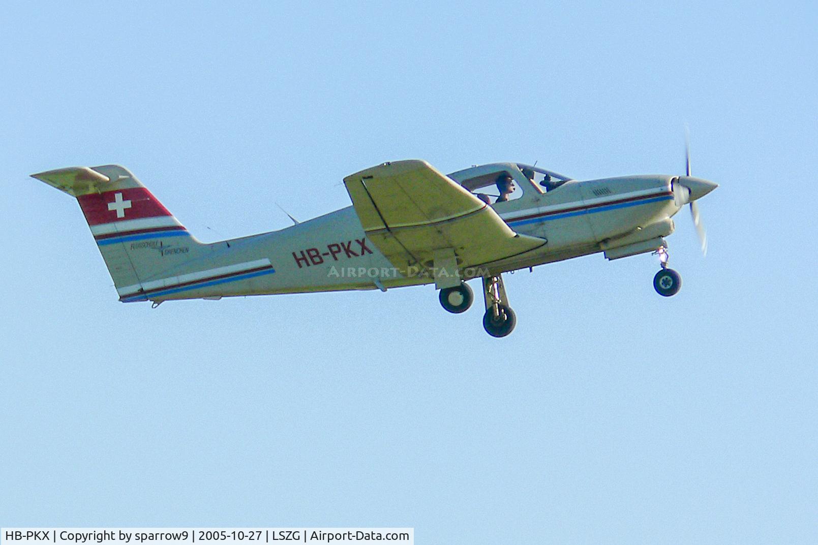 HB-PKX, 1983 Piper PA-28RT-201T Turbo Arrow IV C/N 28R-8331032, Climbing out of Grenchen. HB-registered since 1987-07-16.