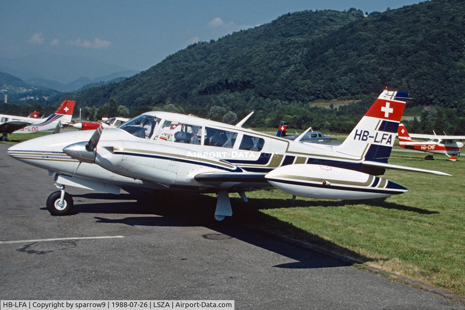 HB-LFA, 1969 Piper PA-30-160 C Twin Comanche C/N 30-1789, At Lugano-Agno. scanned from a slide.