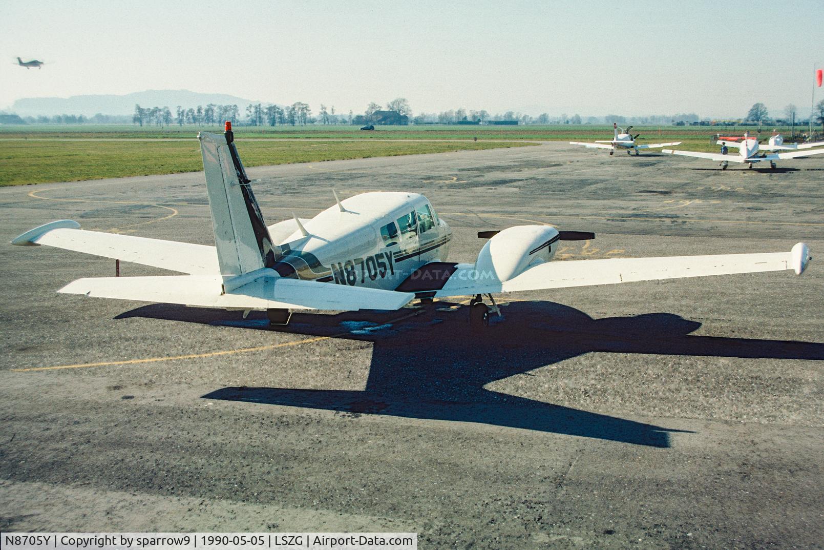 N8705Y, 1969 Piper PA-30 Twin Comanche C/N 30-1854, At Grenchen. 2024 still registered. Scanned from a slide.