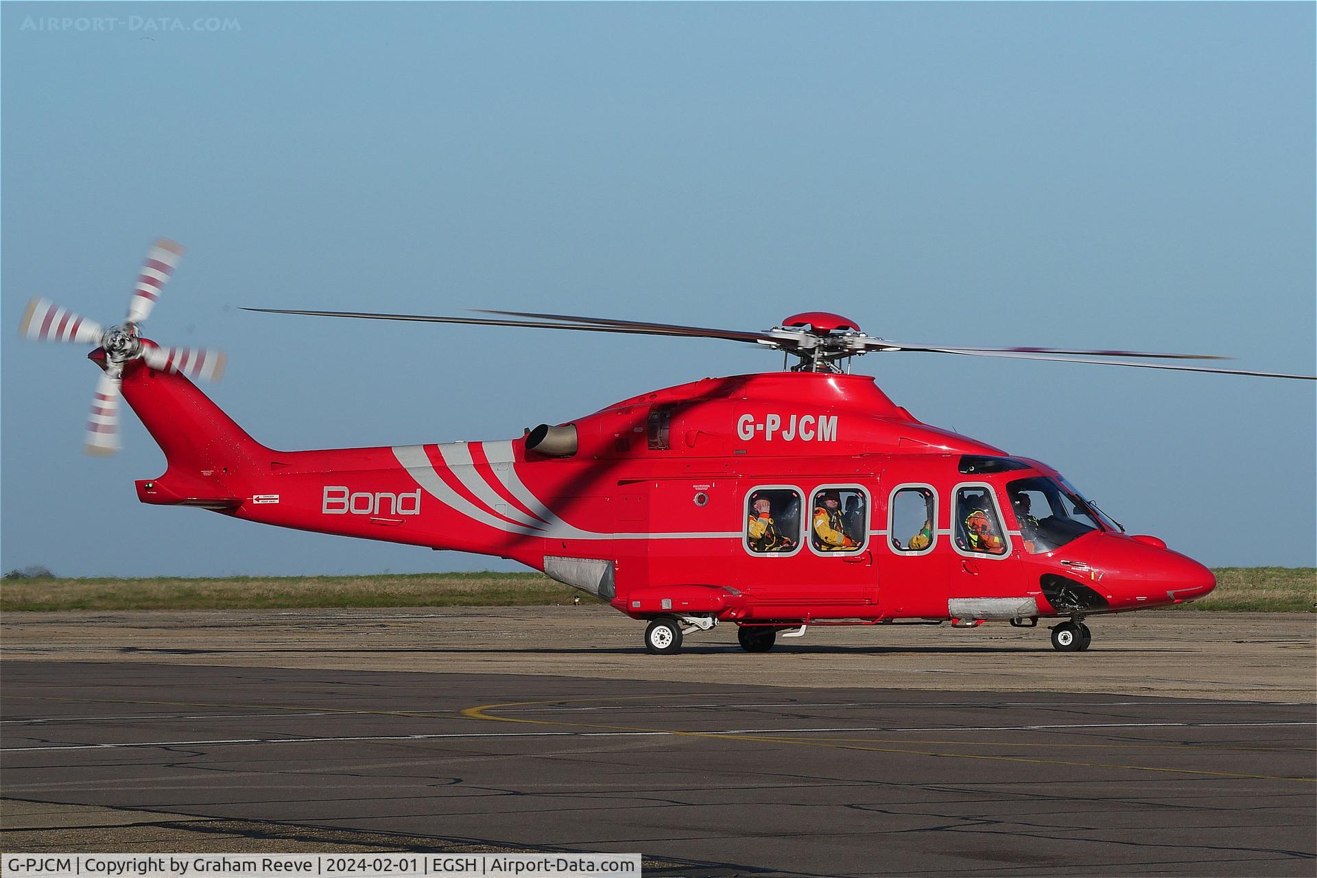 G-PJCM, 2009 Agusta Aerospace Corporation AW 139 C/N 41207, Just landed at Norwich.