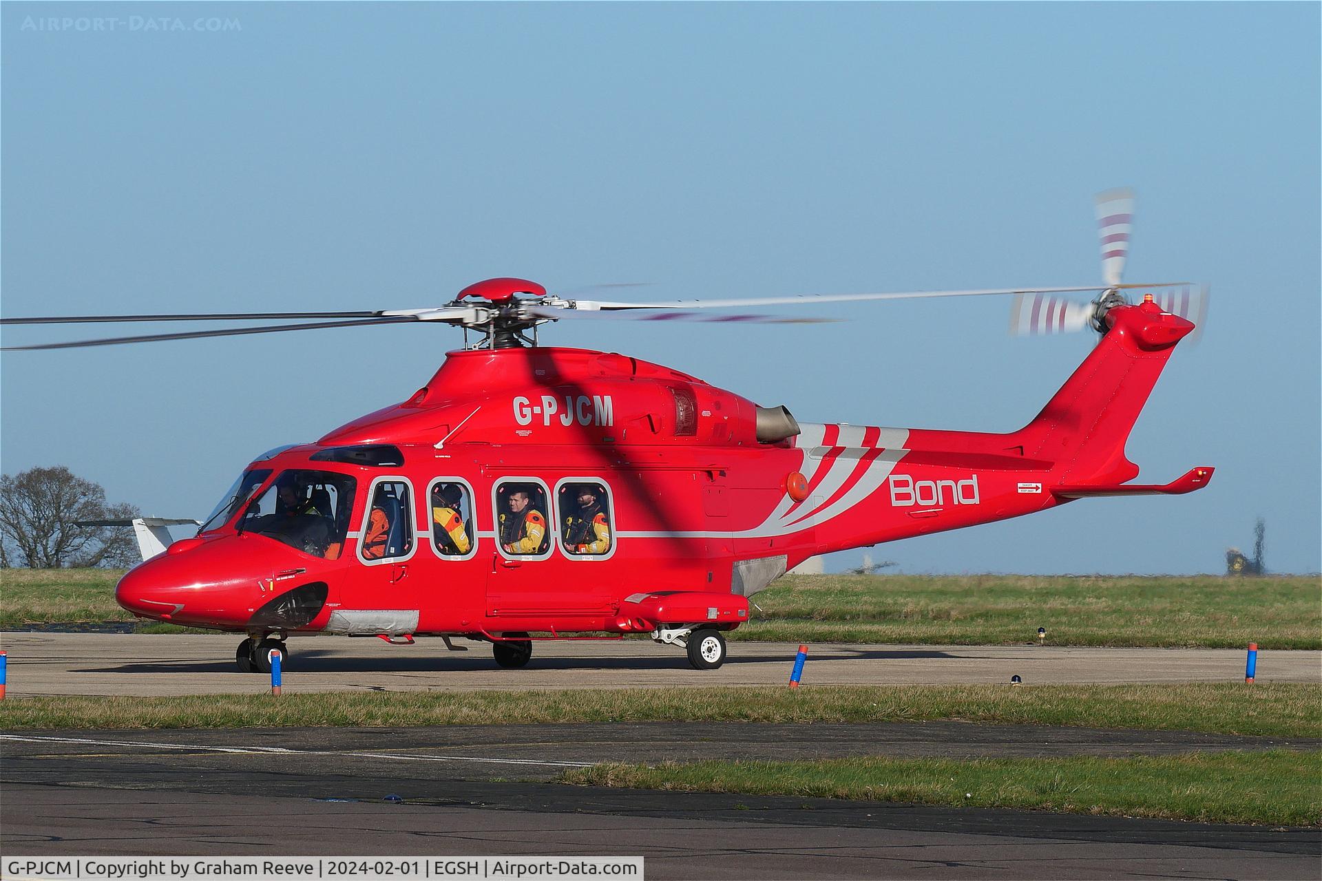 G-PJCM, 2009 Agusta Aerospace Corporation AW 139 C/N 41207, Just landed at Norwich.