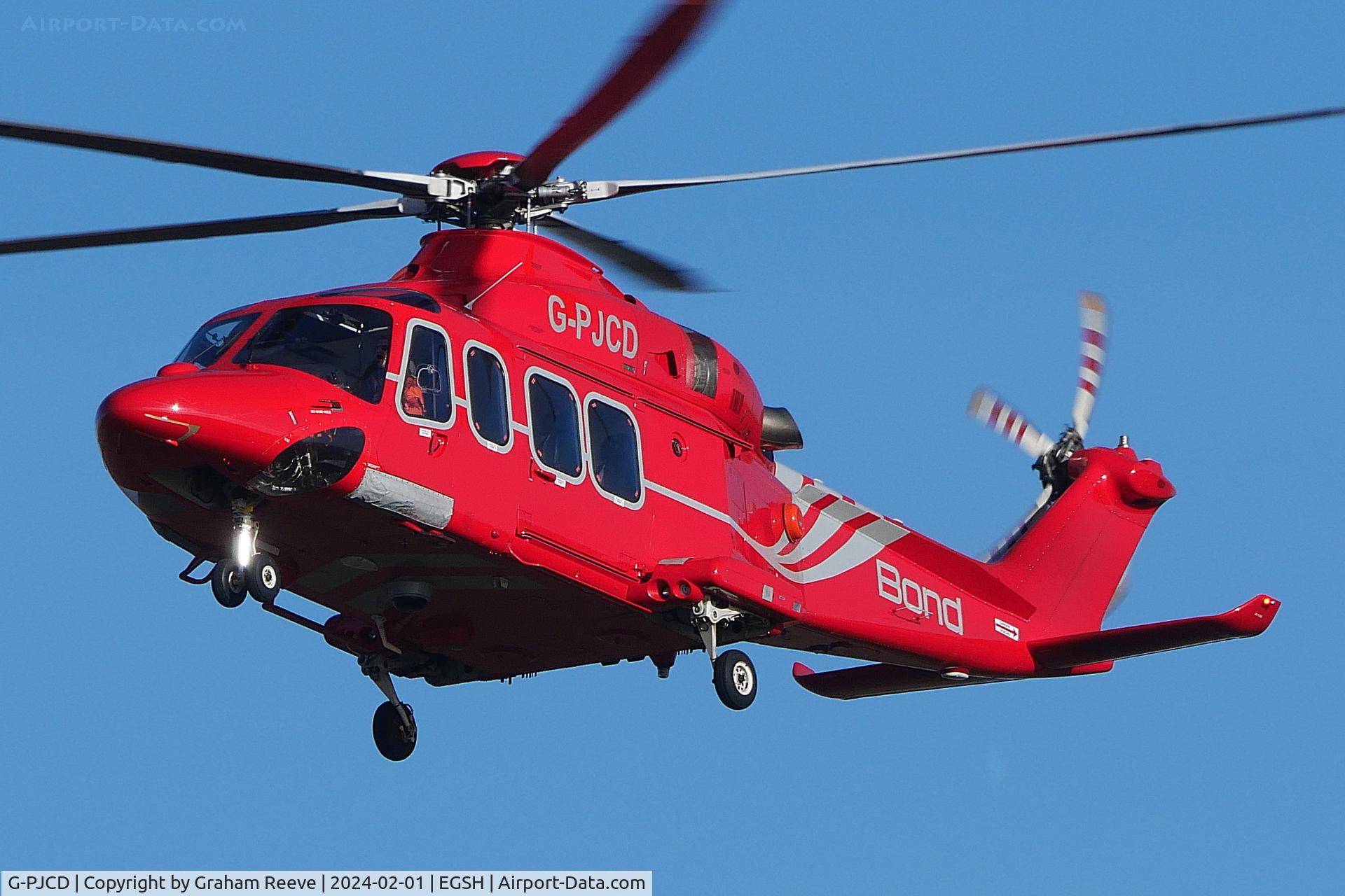 G-PJCD, 2012 AgustaWestland AW-139 C/N 31385, Landing at Norwich.