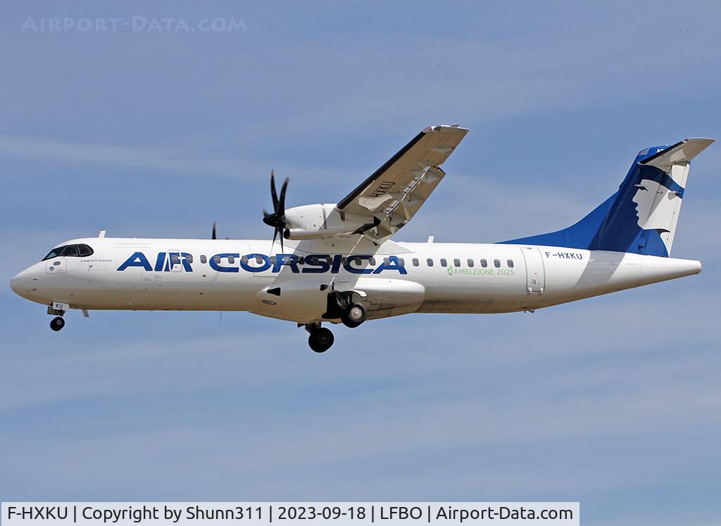 F-HXKU, 2023 ATR 72-600 C/N 1664, Landing rwy 32L... additional titles on rear fuselage...