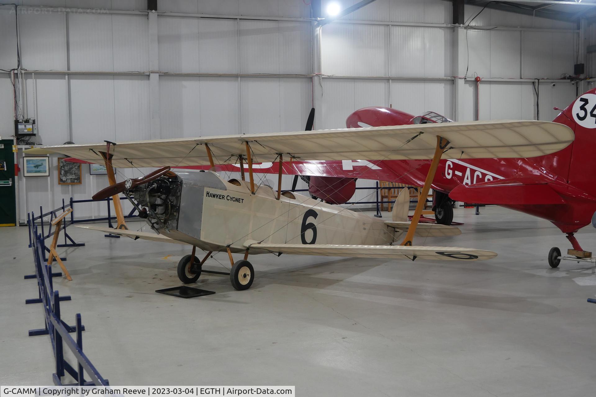 G-CAMM, 1992 Hawker Cygnet Replica C/N PFA 077-10245, On display at the 