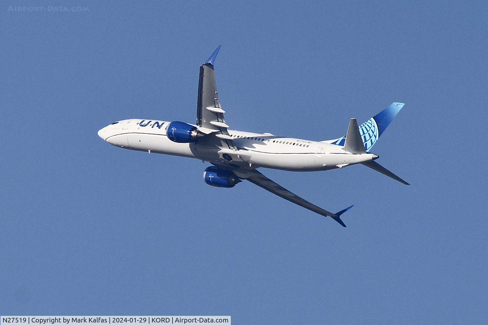 N27519, 2019 Boeing 737-9 MAX C/N 43459, B39M United Airlines Boeing 737 MAX9 N27519 UAL503 ORD-CMH