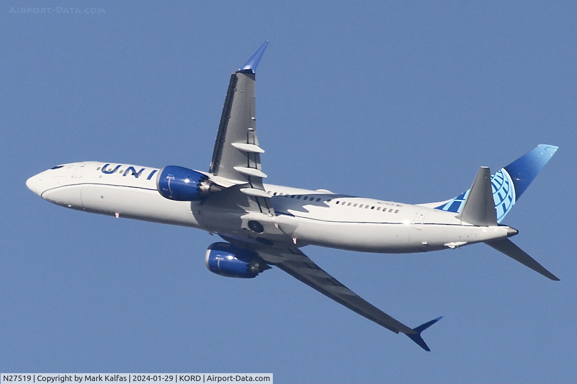 N27519, 2019 Boeing 737-9 MAX C/N 43459, B39M United Airlines Boeing 737 MAX9 N27519 UAL503 ORD-CMH