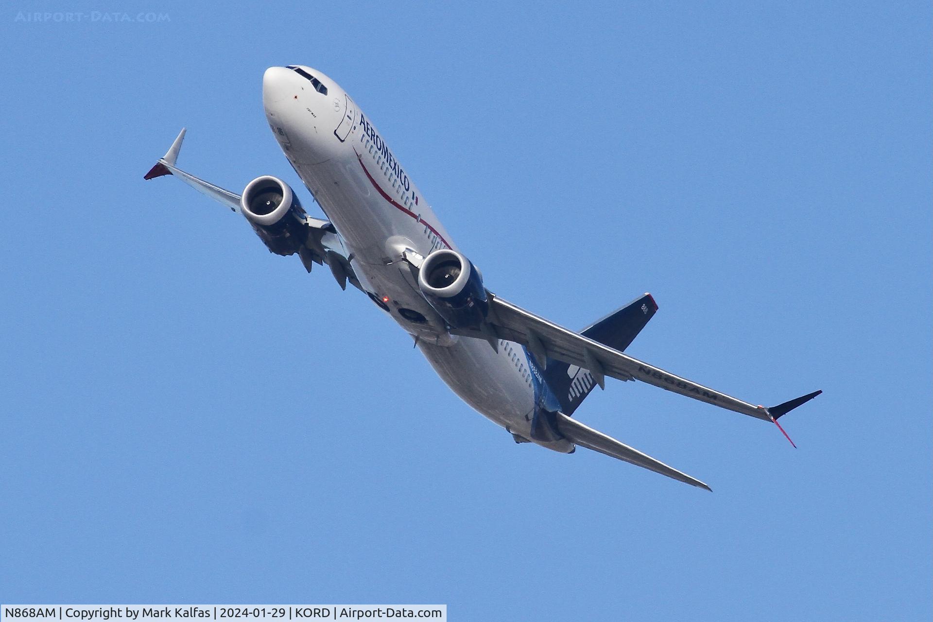 N868AM, 2022 Boeing 737-8 MAX C/N 65188, B38M AeroMexico BOEING 737-8 MAX N868AM AMX687 KORD-MMMX