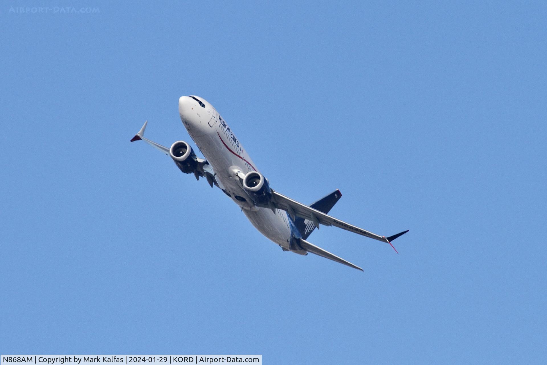 N868AM, 2022 Boeing 737-8 MAX C/N 65188, B38M AeroMexico BOEING 737-8 MAX N868AM AMX687 KORD-MMMX