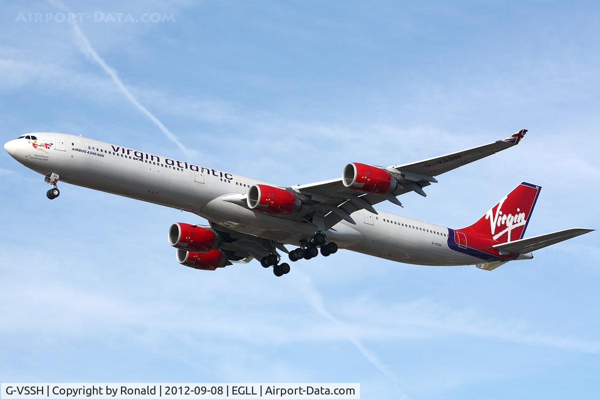 G-VSSH, 2004 Airbus A340-642 C/N 615, at lhr