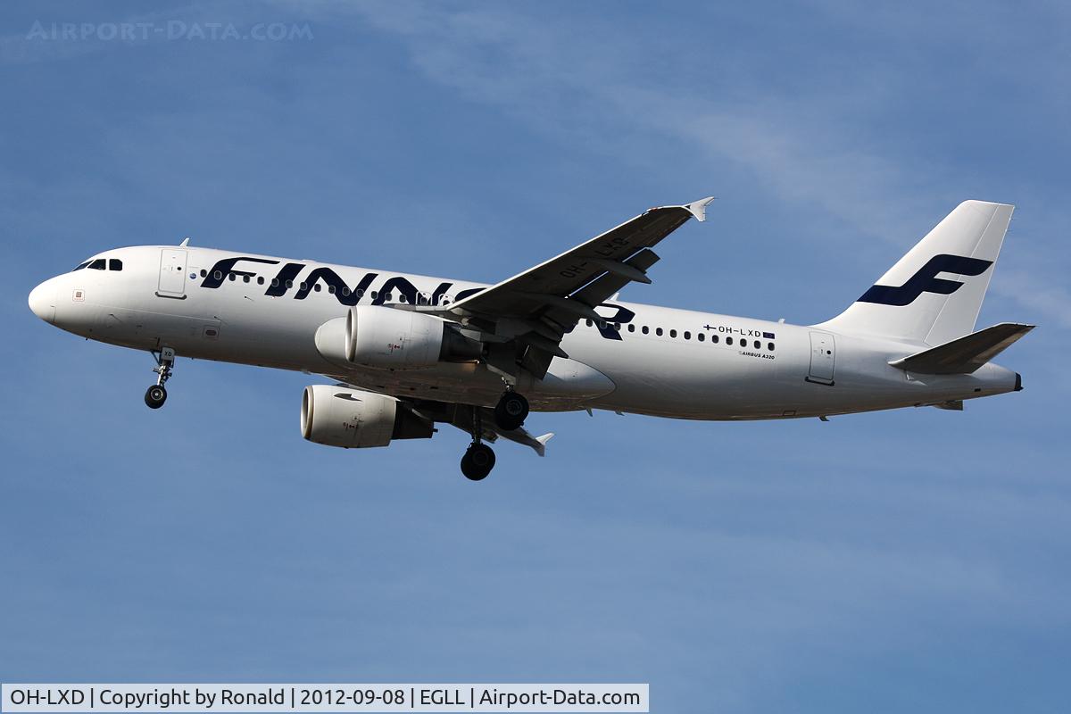 OH-LXD, 2001 Airbus A320-214 C/N 1588, at lhr