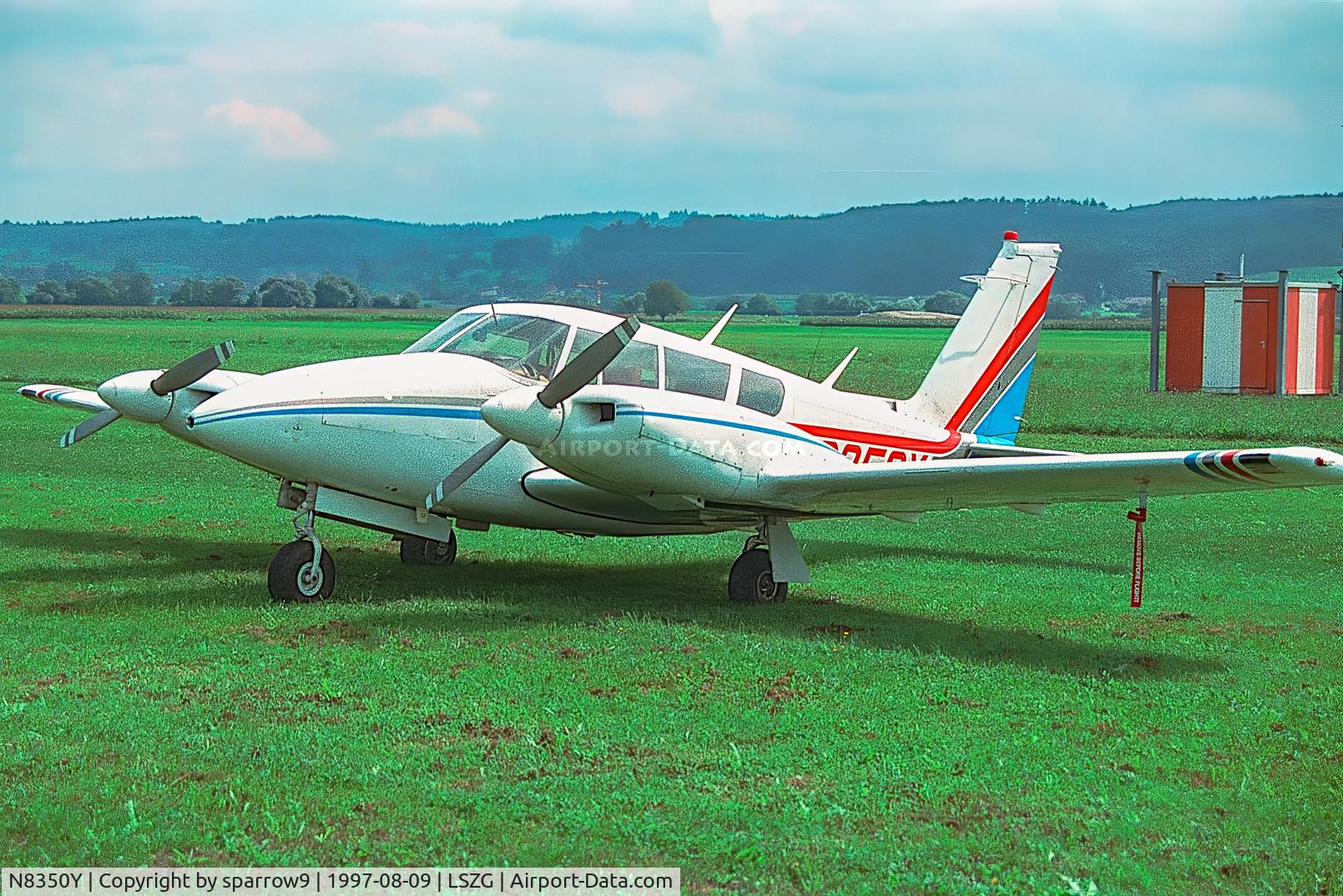 N8350Y, 1967 Piper PA-30 Twin Comanche C/N 30-1497, At Grenchen. Date approximate. Scanned from a AGFA color negative.