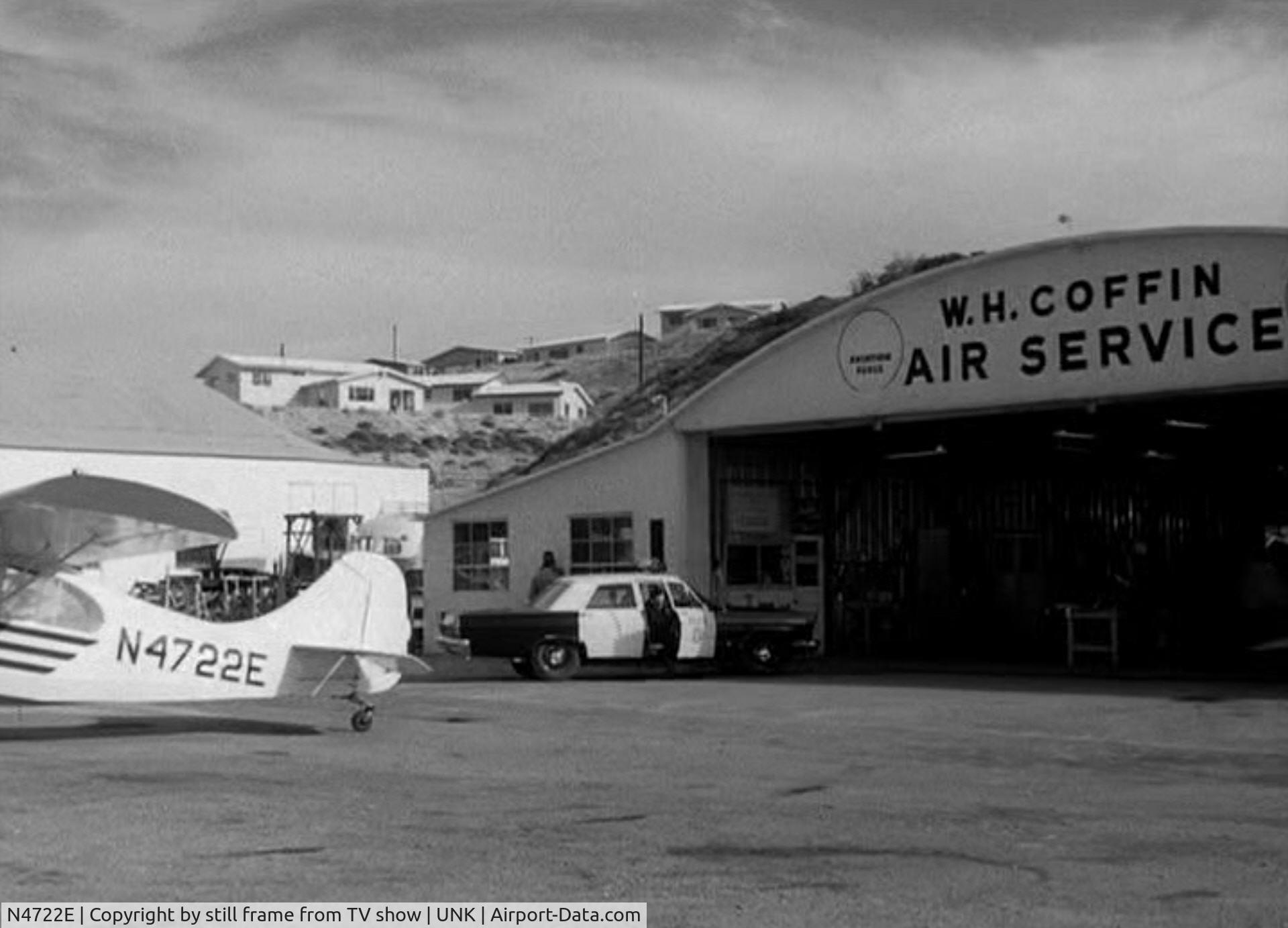 N4722E, Aeronca 7EC Traveler C/N 7EC66, This Aeronca Champ was used as a background prop for an episode of Perry Mason in 1965. It was in several shots taken at an unknow airport in the Segment of 