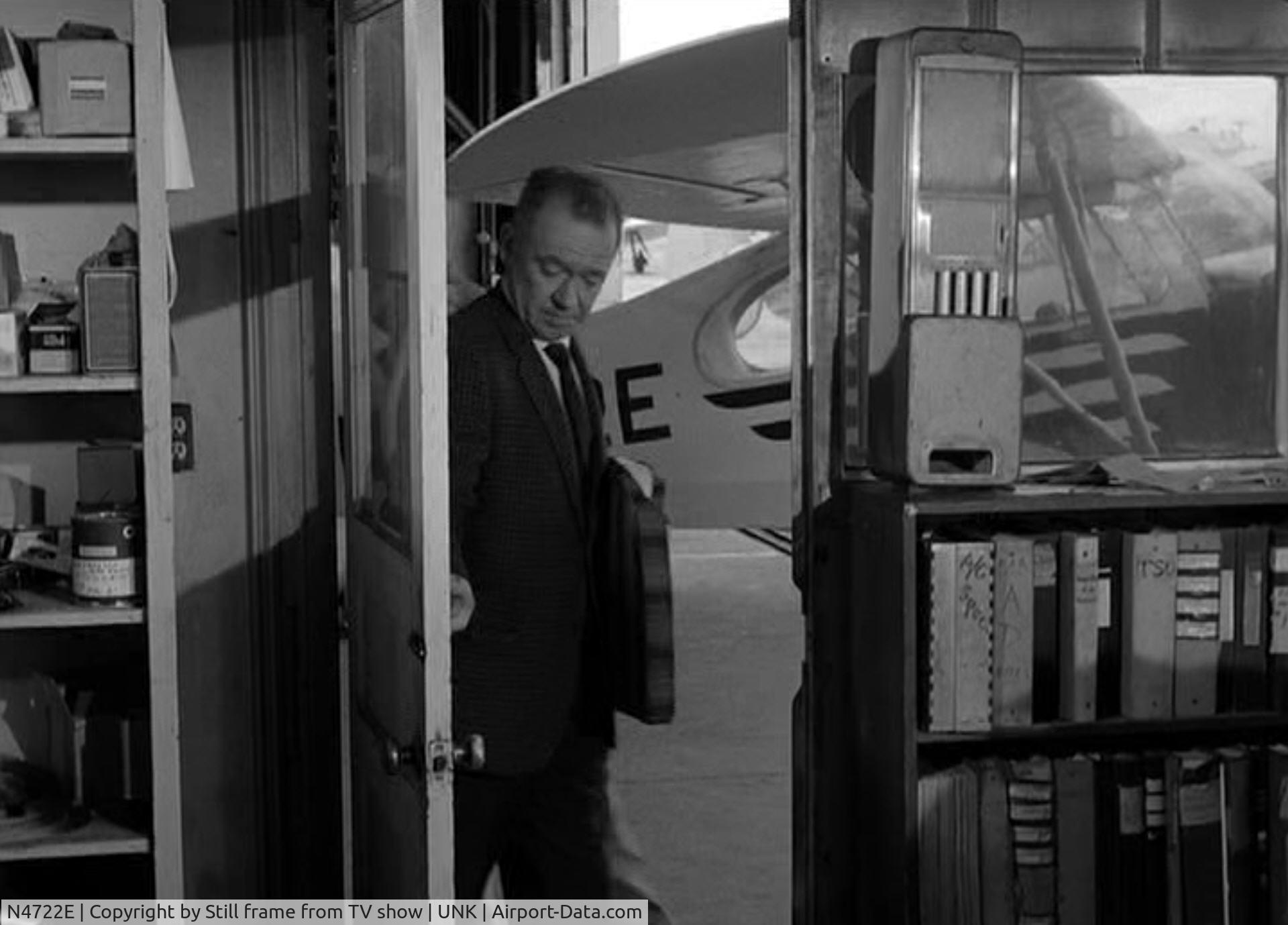 N4722E, Aeronca 7EC Traveler C/N 7EC66, This Aeronca Champ was used as a background prop for an episode of Perry Mason in 1965. It was in several shots taken at an unknow airport in the Segment of 