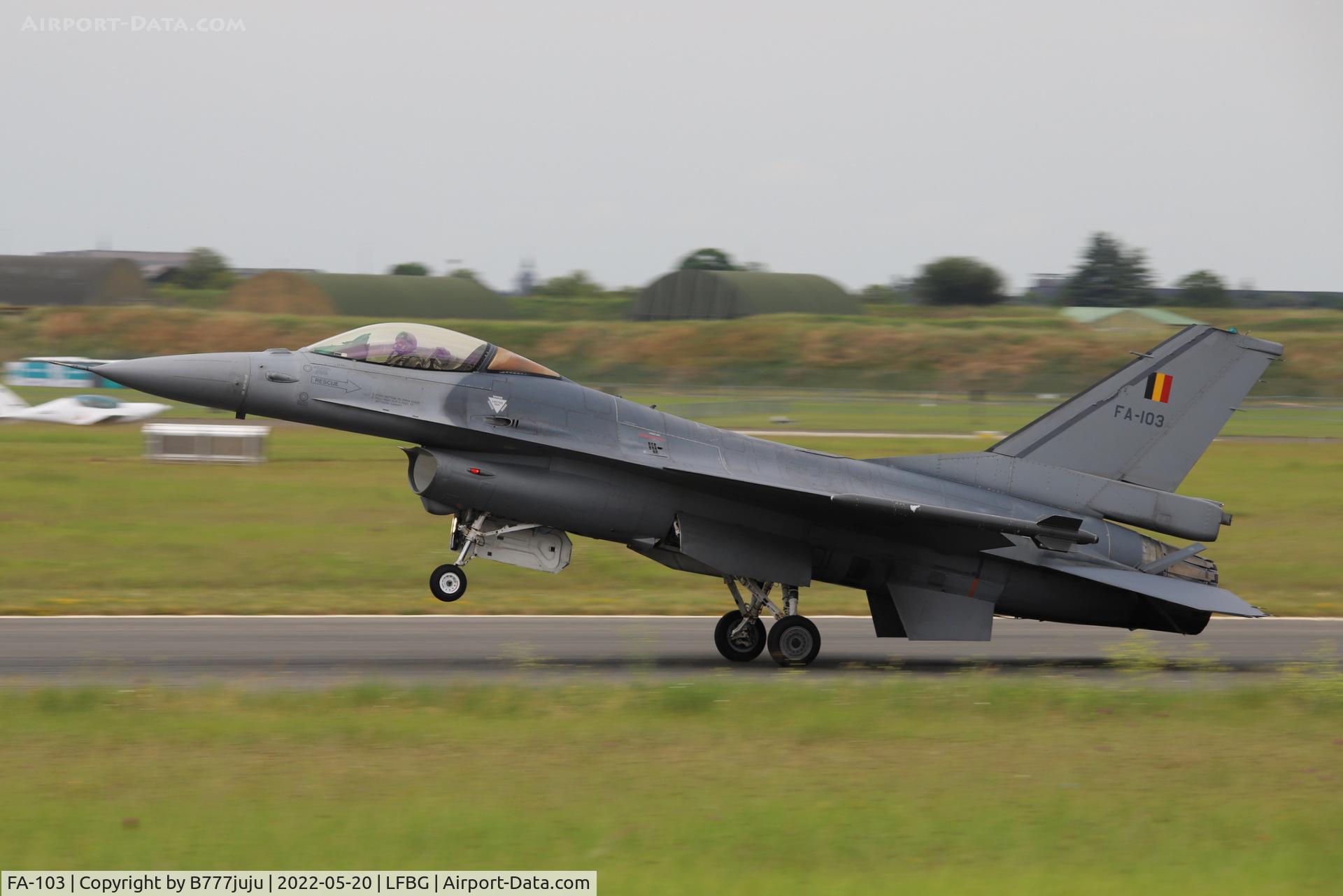 FA-103, SABCA F-16AM Fighting Falcon C/N 6H-103, during Cognac airshow 2022