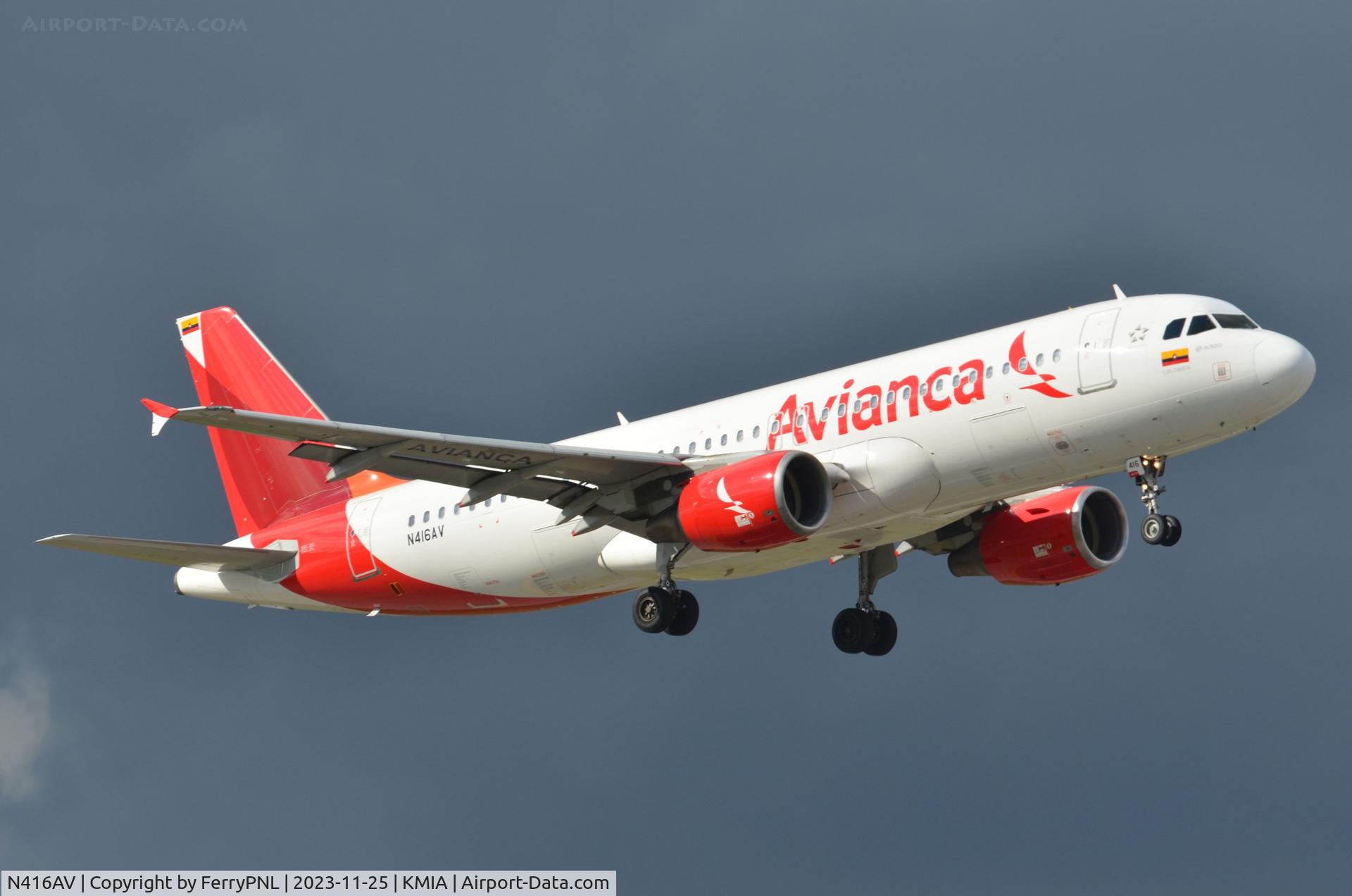 N416AV, 2010 Airbus A320-214 C/N 4167, Avianca A320 arriving just in ahead of the rain