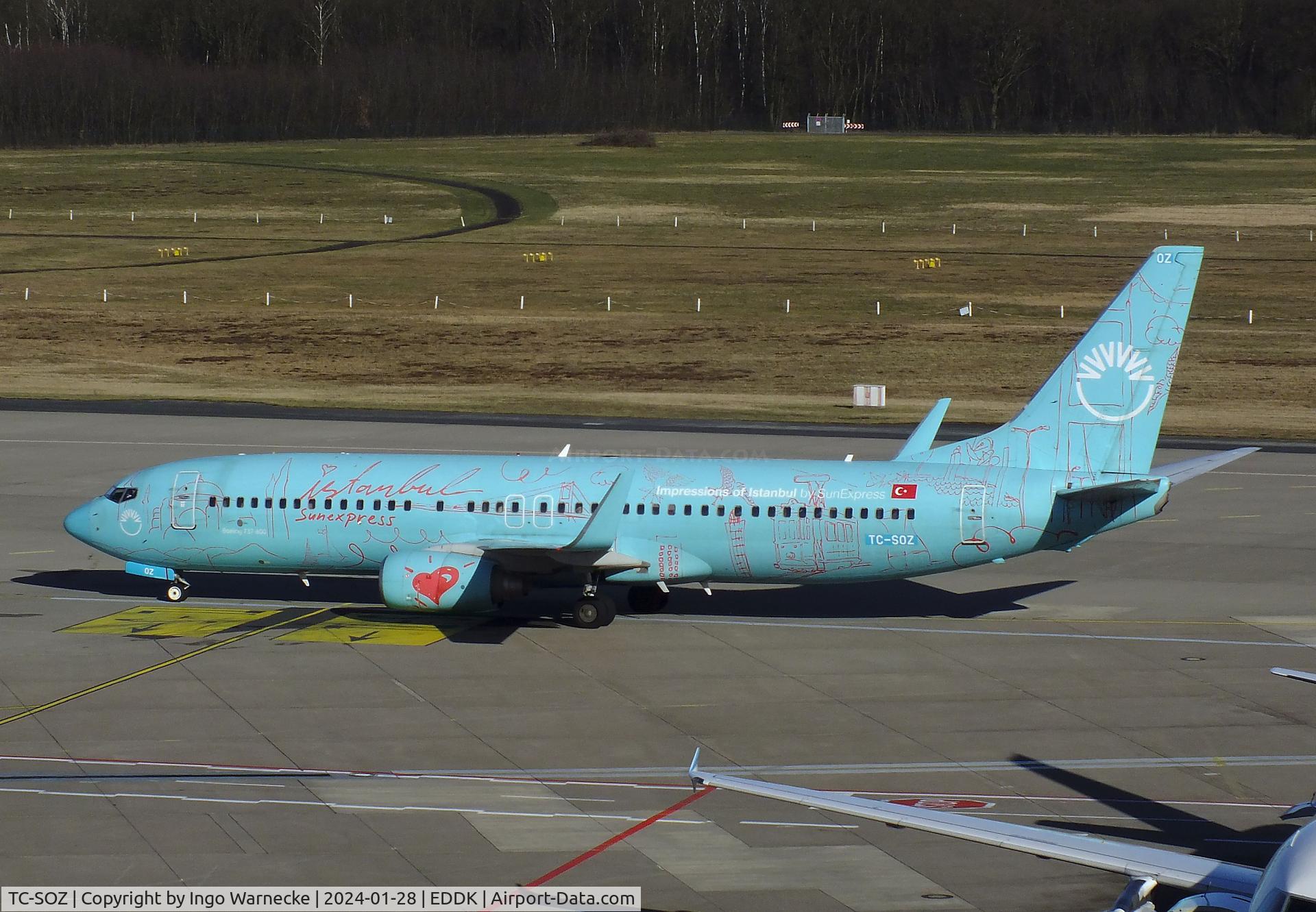 TC-SOZ, 2008 Boeing 737-8HX C/N 29649, Boeing 737-8HX of SunExpress in 'Istanbul' special colours at Köln/Bonn (Cologne / Bonn) airport