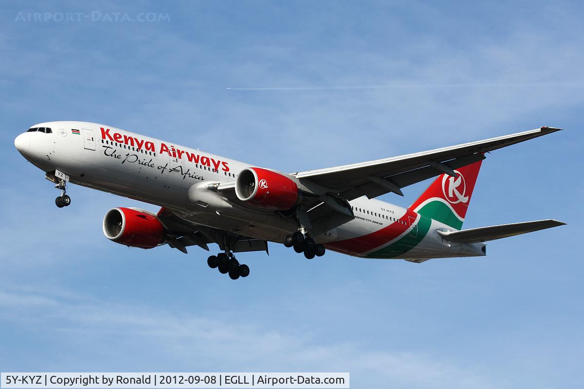 5Y-KYZ, 2007 Boeing 777-2U8ER C/N 36124, at lhr