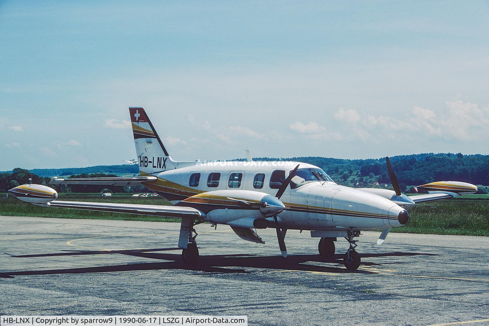 HB-LNX, 1982 Piper PA-31T2 Cheyenne IIXL C/N 31T-8166050, Parked at Grenchen. HB-registered from 1083-07-21 until 2022-05-13
