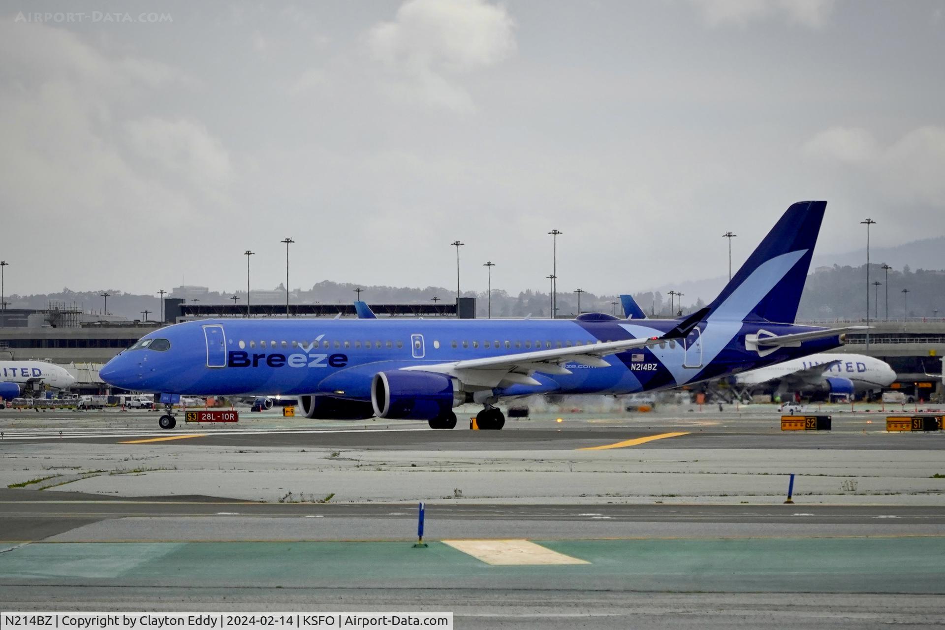 N214BZ, 2022 Airbus A220-371 C/N 55160, SFO 2024.