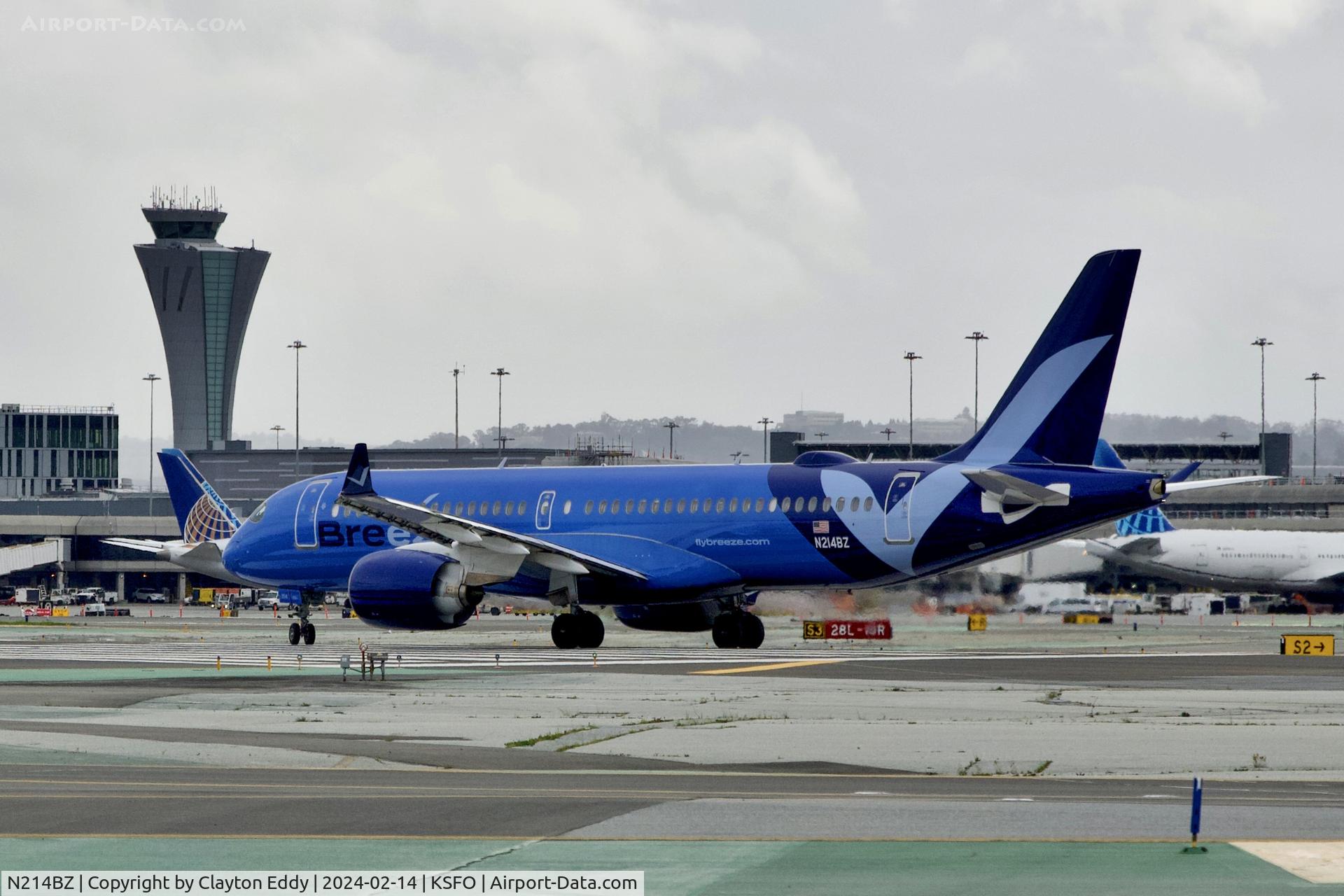 N214BZ, 2022 Airbus A220-371 C/N 55160, SFO 2024.