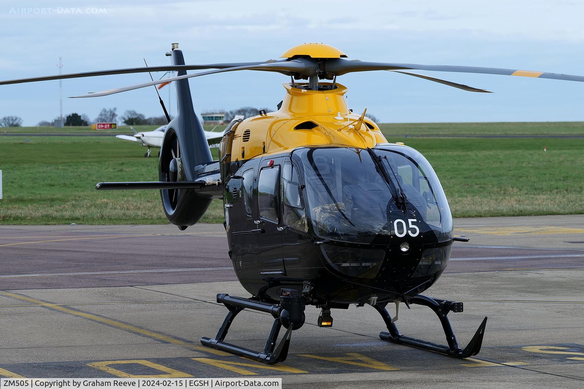 ZM505, 2016 Airbus Helicopters Juno HT.1 (EC-135T-3H) C/N 2002, Parked at Norwich.