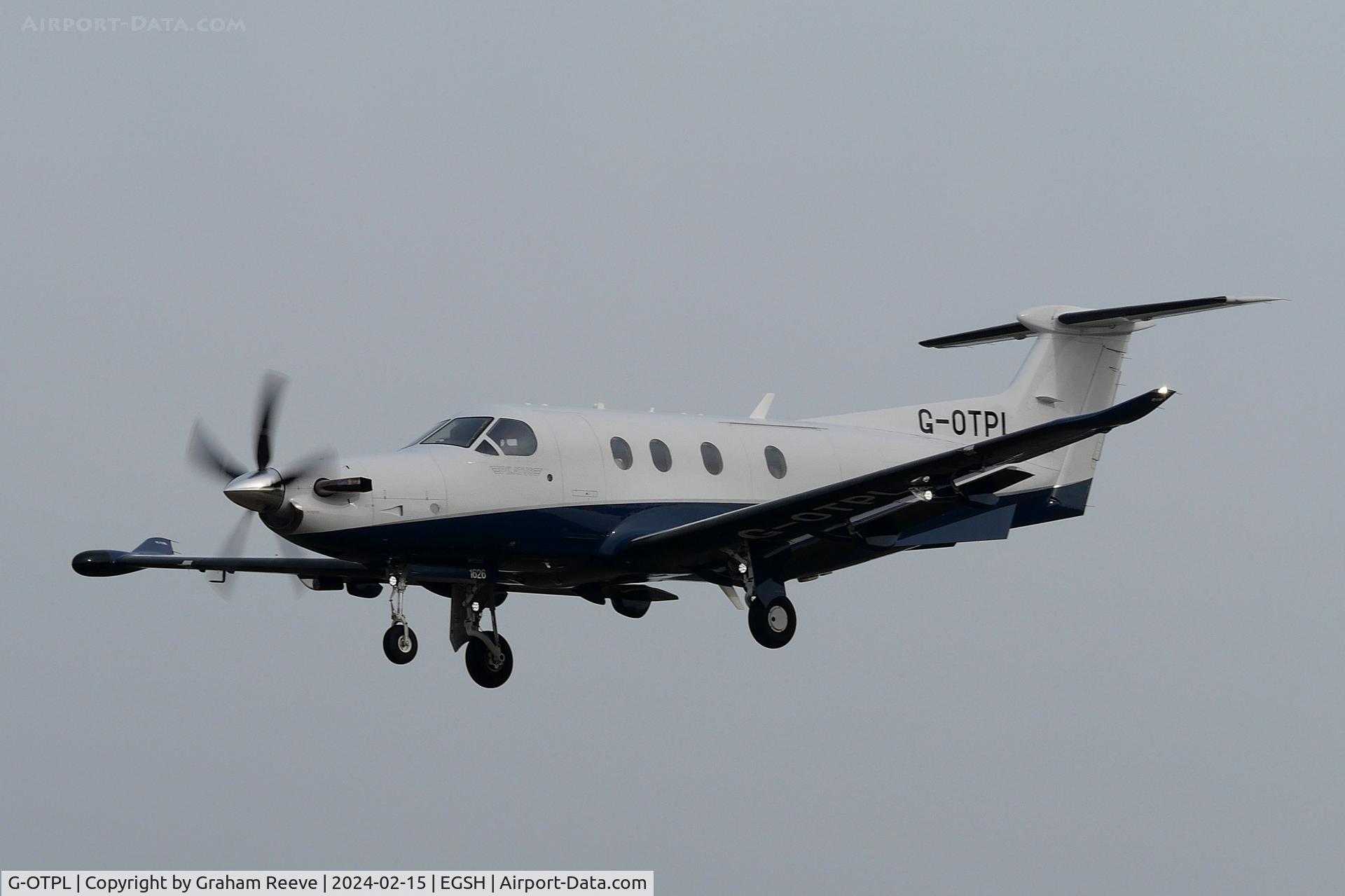 G-OTPL, 2016 Pilatus PC-12/47E C/N 1626, Landing at Norwich.