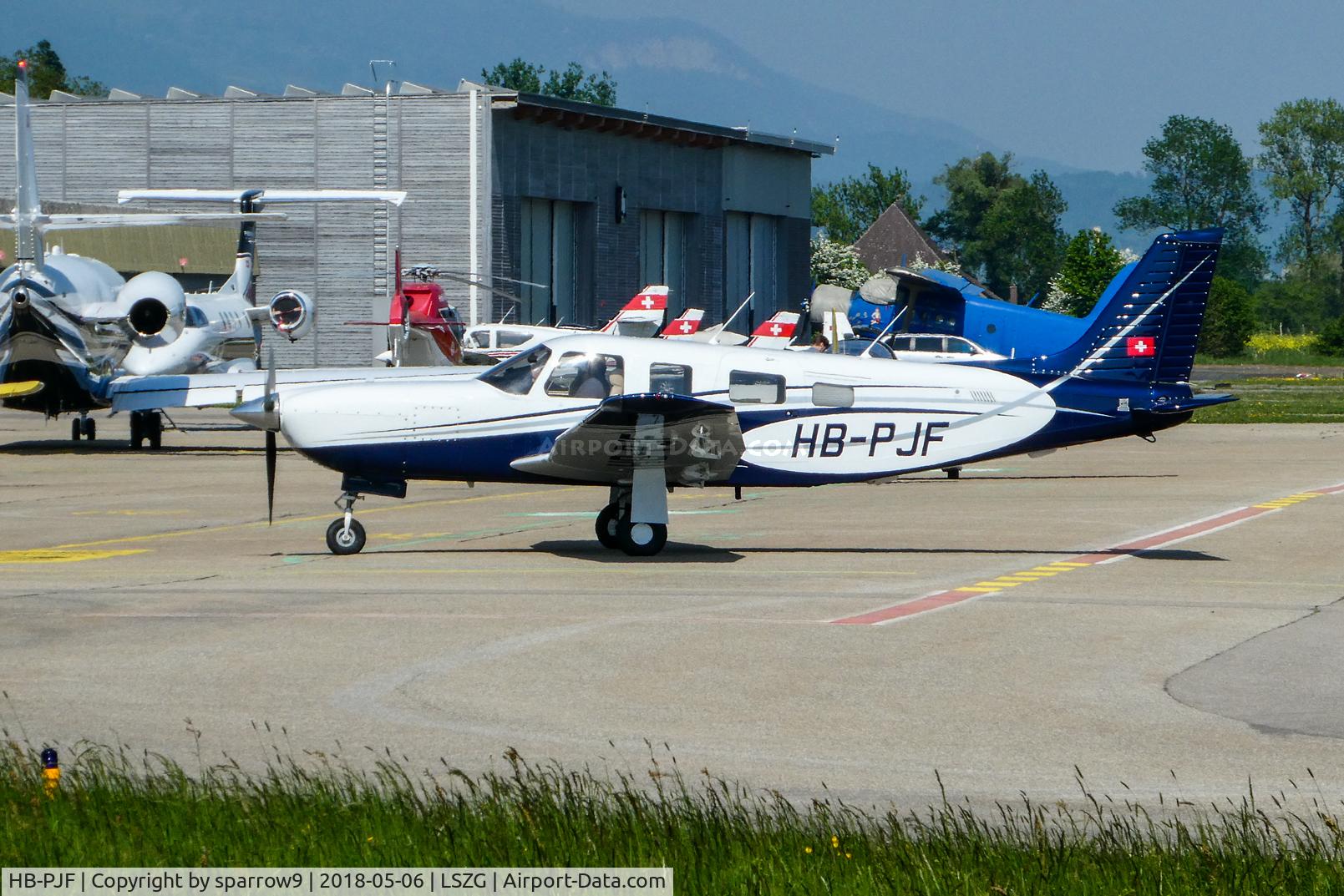 HB-PJF, 1998 Piper PA-32R-301T II TC Turbo Saratoga C/N 3257050, At Grenchen. HB-registered since 2017-07-10