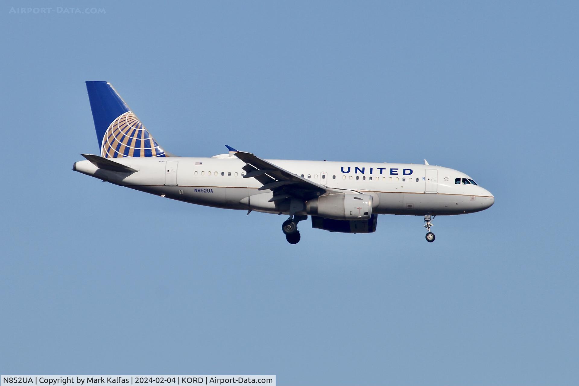 N852UA, 2002 Airbus A319-131 C/N 1671, A319 United Airlines Airbus A319 N852UA UAL626 ATL-ORD