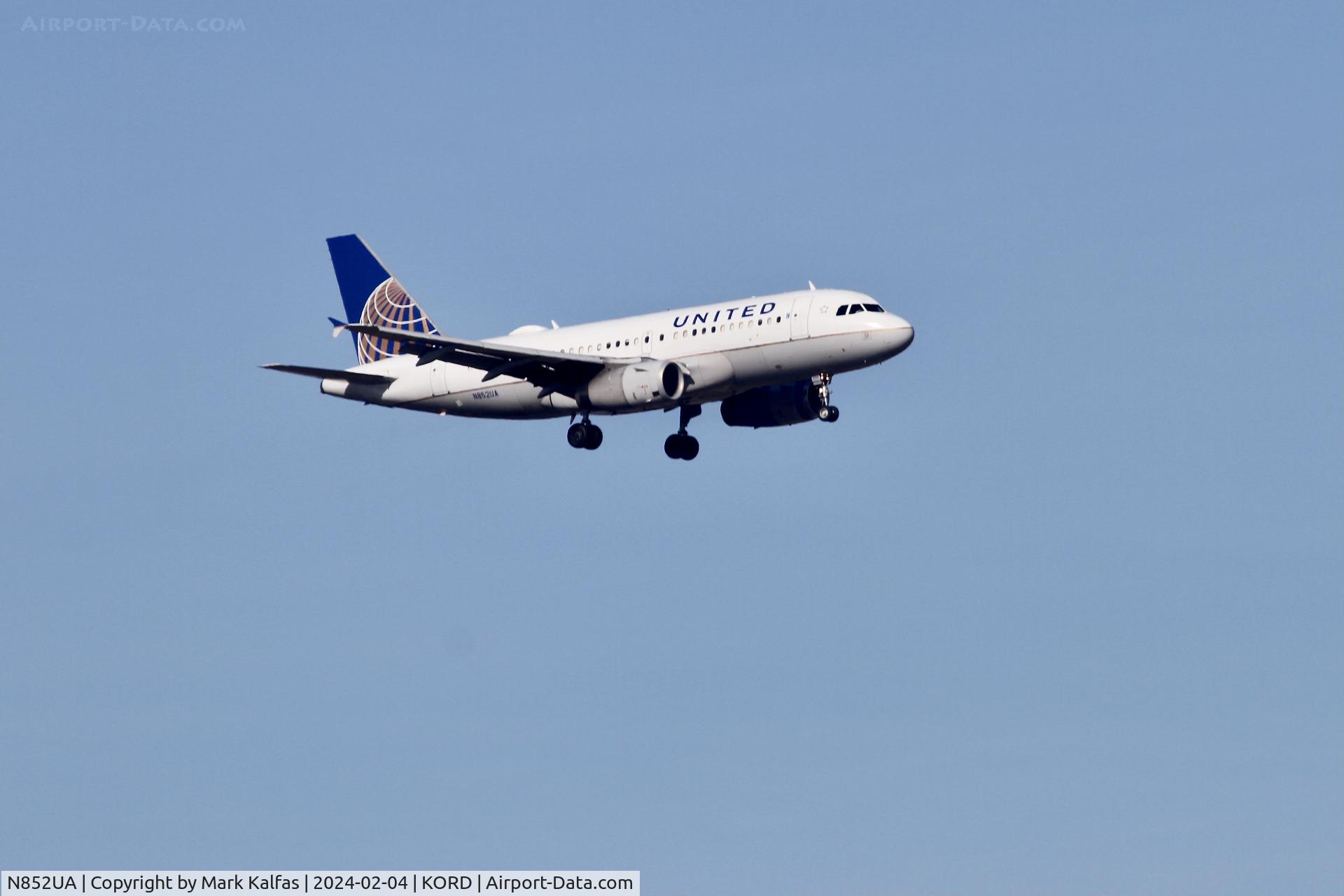 N852UA, 2002 Airbus A319-131 C/N 1671, A319 United Airlines Airbus A319 N852UA UAL626 ATL-ORD